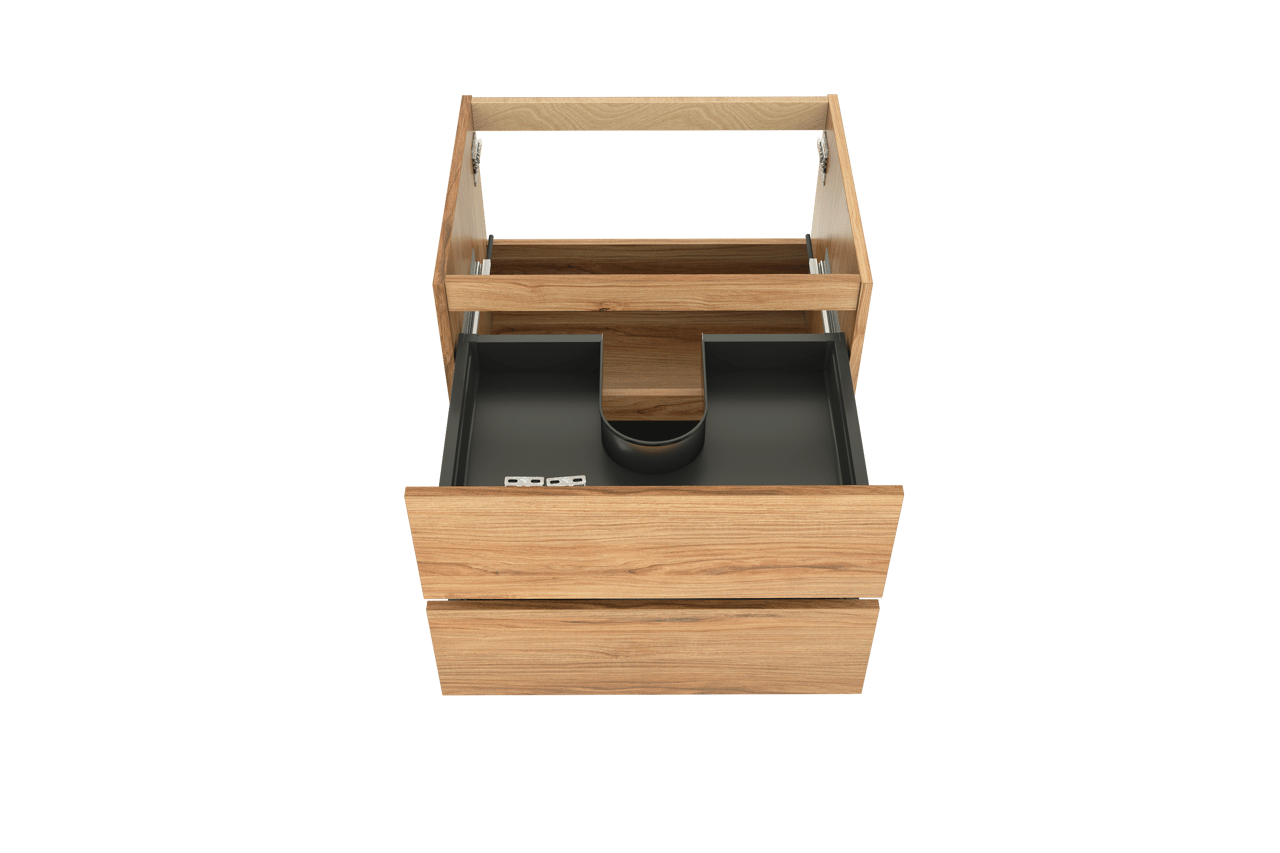 Balmani Lucida meuble sous-lavabo suspendu 67,5 x 55 cm teck 2 tiroirs