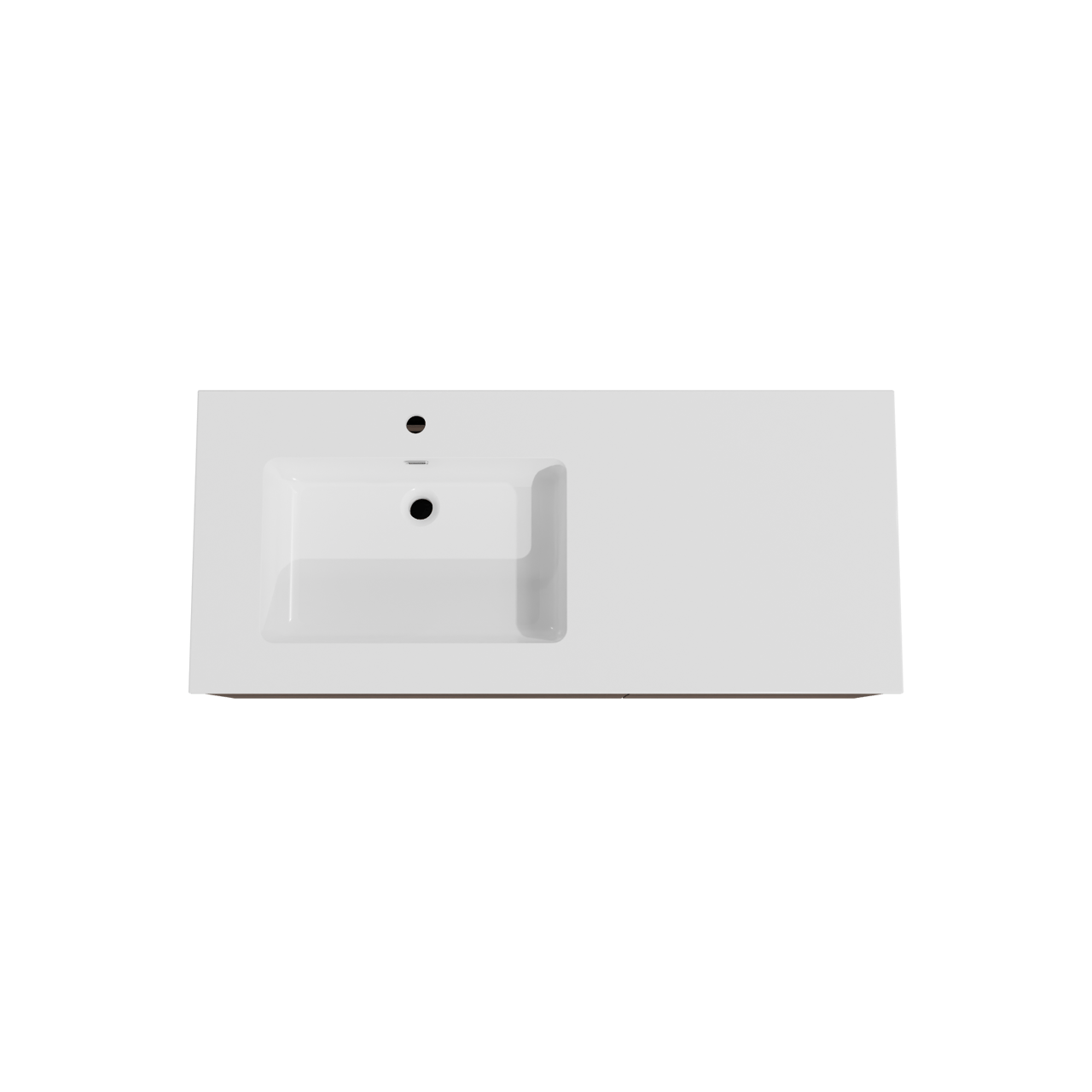 Storke Edge meuble salle de bains suspendu 120 x 52 cm noyer avec Diva vasque asymétrique gauche en marbre composite blanc brillant