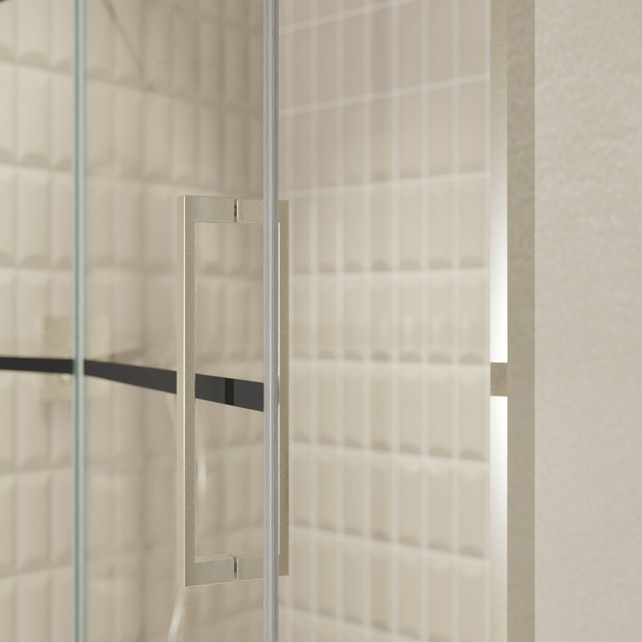 Balmani Senses Design douche draaideur links 140 cm x 210 cm Lined glas, Brushed CoolMetal profielen