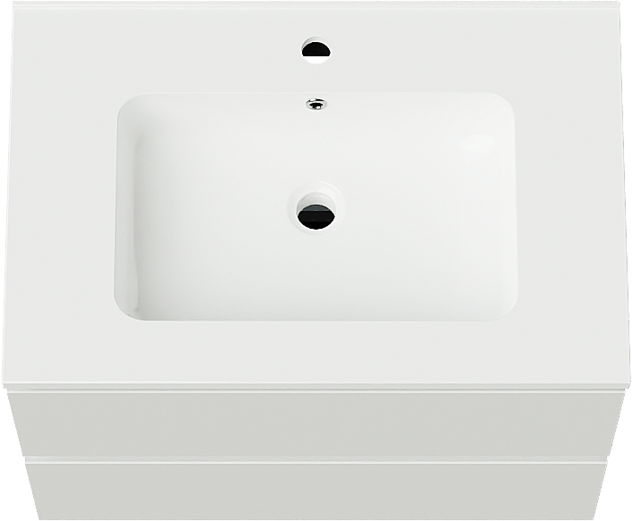 Linie Lado zwevend badkamermeubel 70 x 46 cm glanzend wit met Vano enkele wastafel in composietmarmer glanzend wit