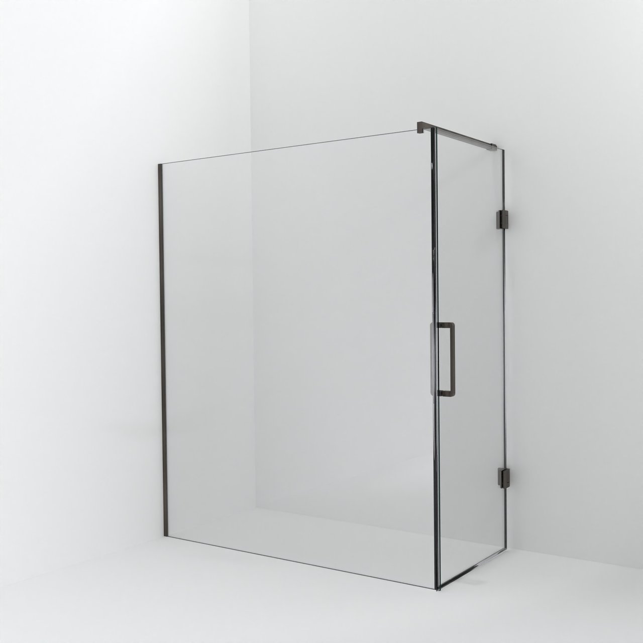 Balmani Modular inloopdouche met deur: 170 x 200 cm met deur 80 cm, Helder glas, Brushed GunMetal profielen