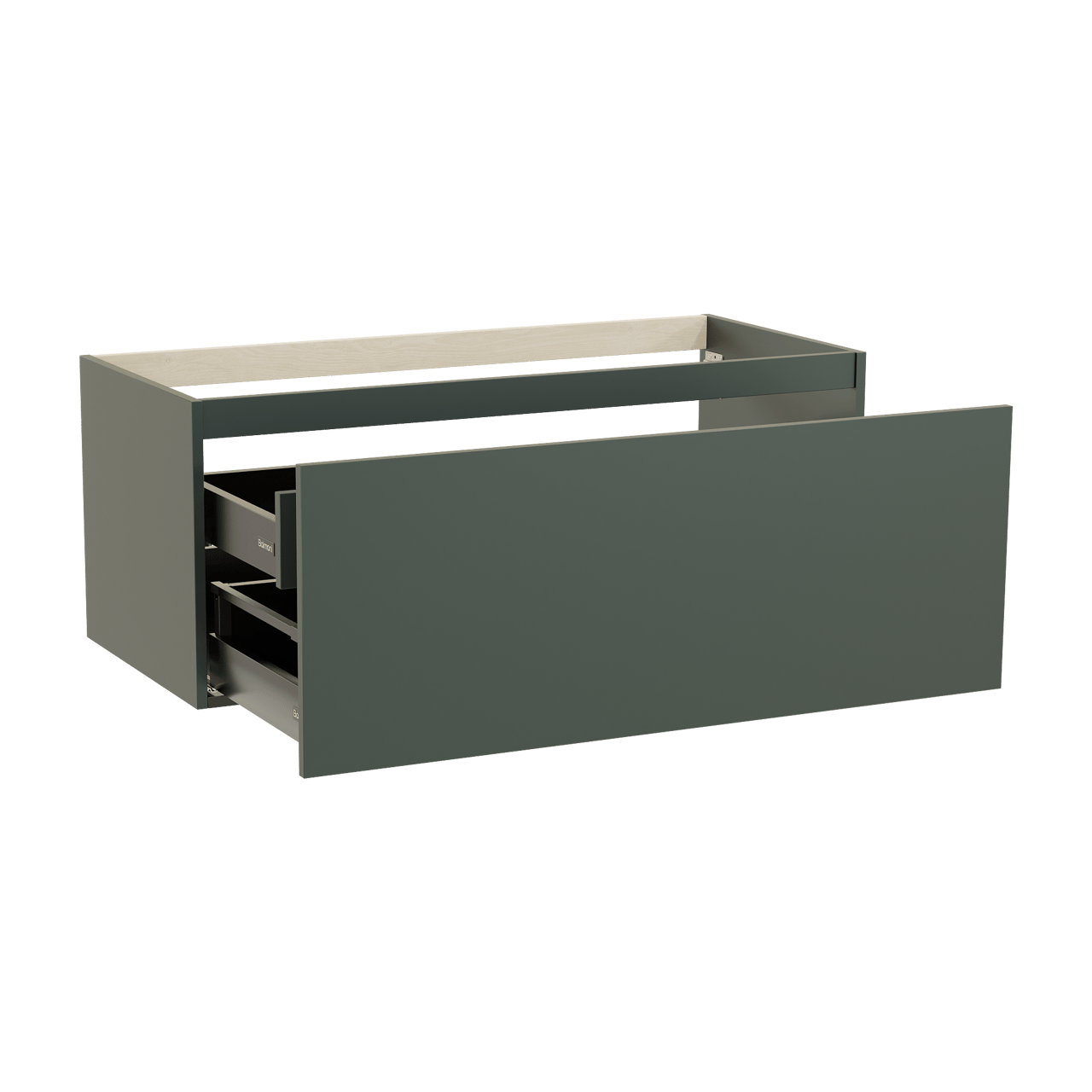 Balmani Sfera hängender Waschbeckenunterschrank: 120 x 55 cm, Forest, 2 Schubladen