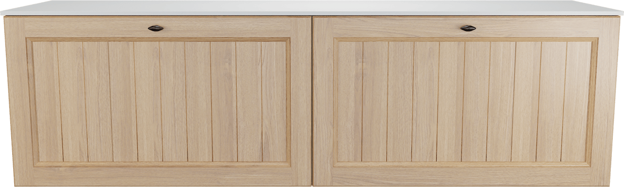 Balmani Lemon zwevend badkamermeubel 180 x 55 cm, fineer natuur eik met Stretto enkel of dubbel tablet in mat wit