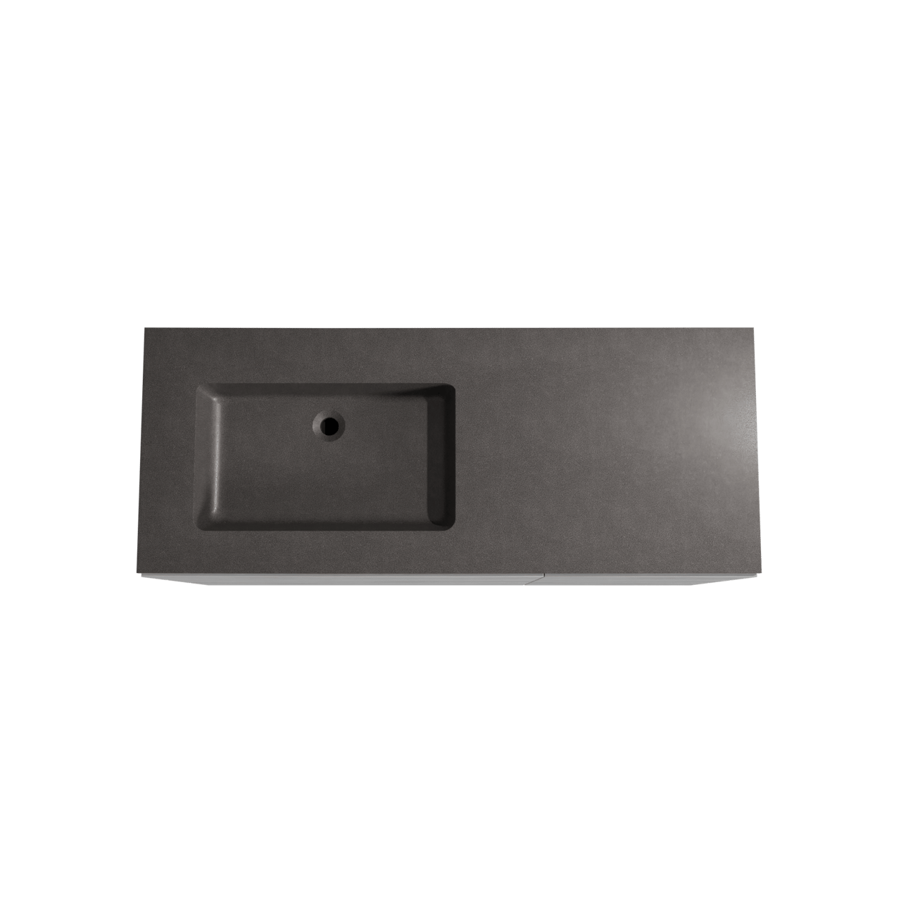 Storke Edge freistehendes Möbelstück Set: 130 x 52 cm, Beton dunkelgrau, mit Scuro Waschtisch links, Quarz Schwarz matt