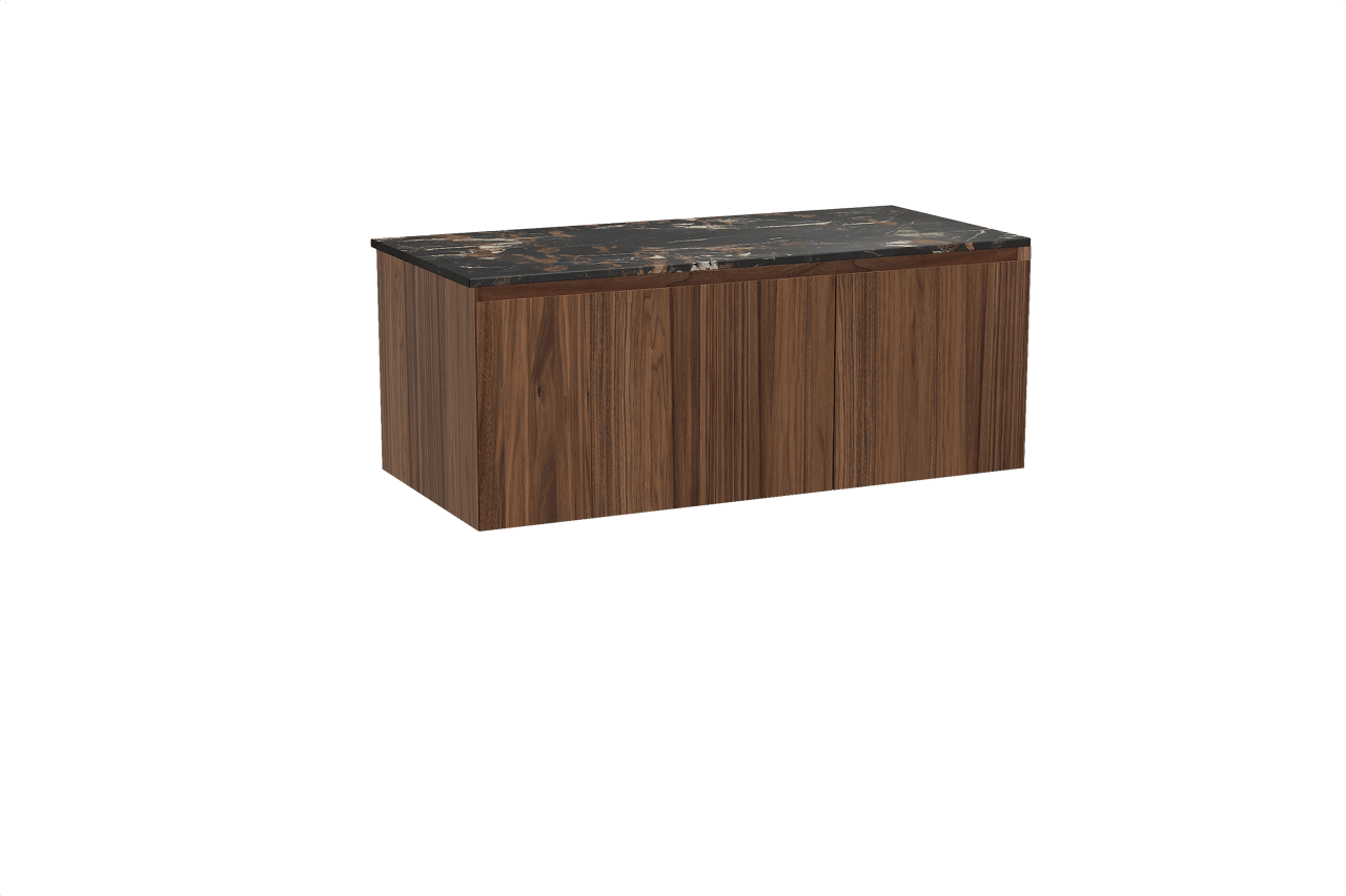 Balmani Idra zwevend badkamermeubel 120 x 55 cm notelaar met Stretto enkel tablet in marmer portoro gold