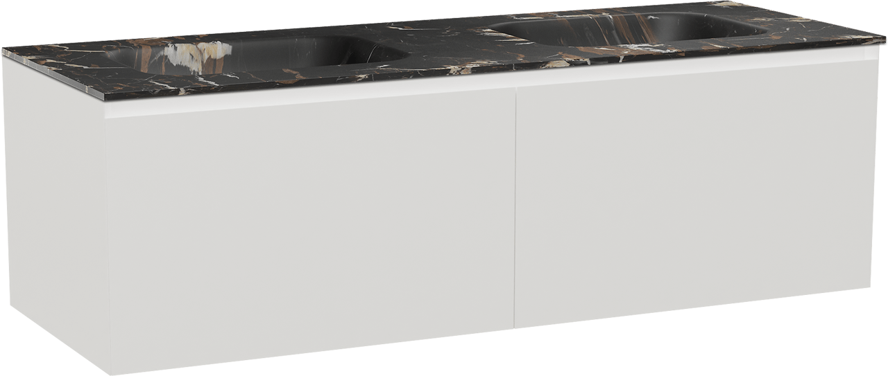 Balmani Idra meuble salle de bains suspendu 150 x 55 cm blanc mat avec Tablo Arcato double vasque en marbre portoro gold