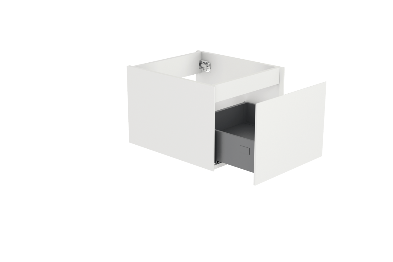 Storke Edge hängender Waschbeckenunterschrank: 45 x 52 cm, Weiß matt, 1 Schublade