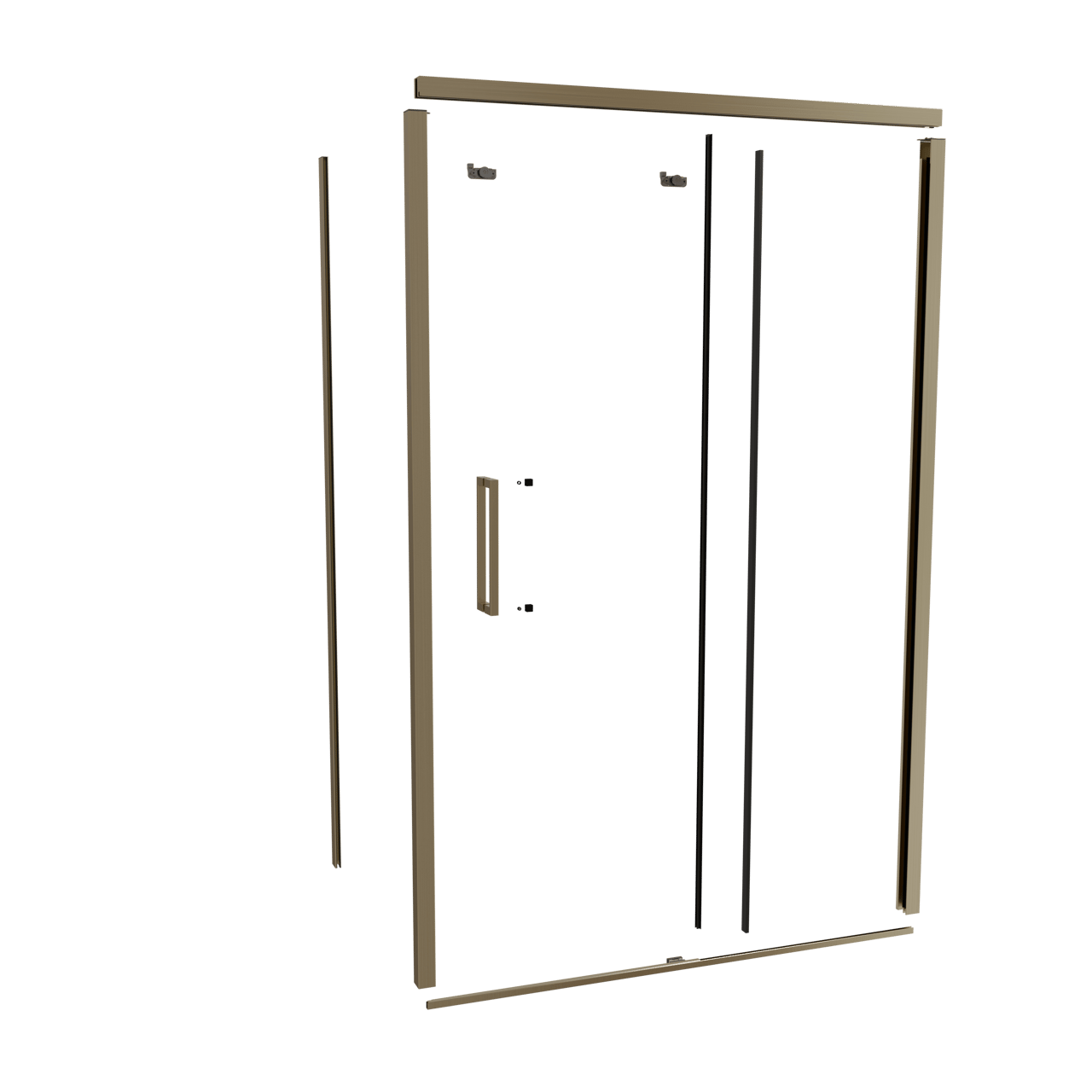 Balmani Senses Design 140 cm rechts douchecabine met schuifdeur profielenset brushed champagne gold