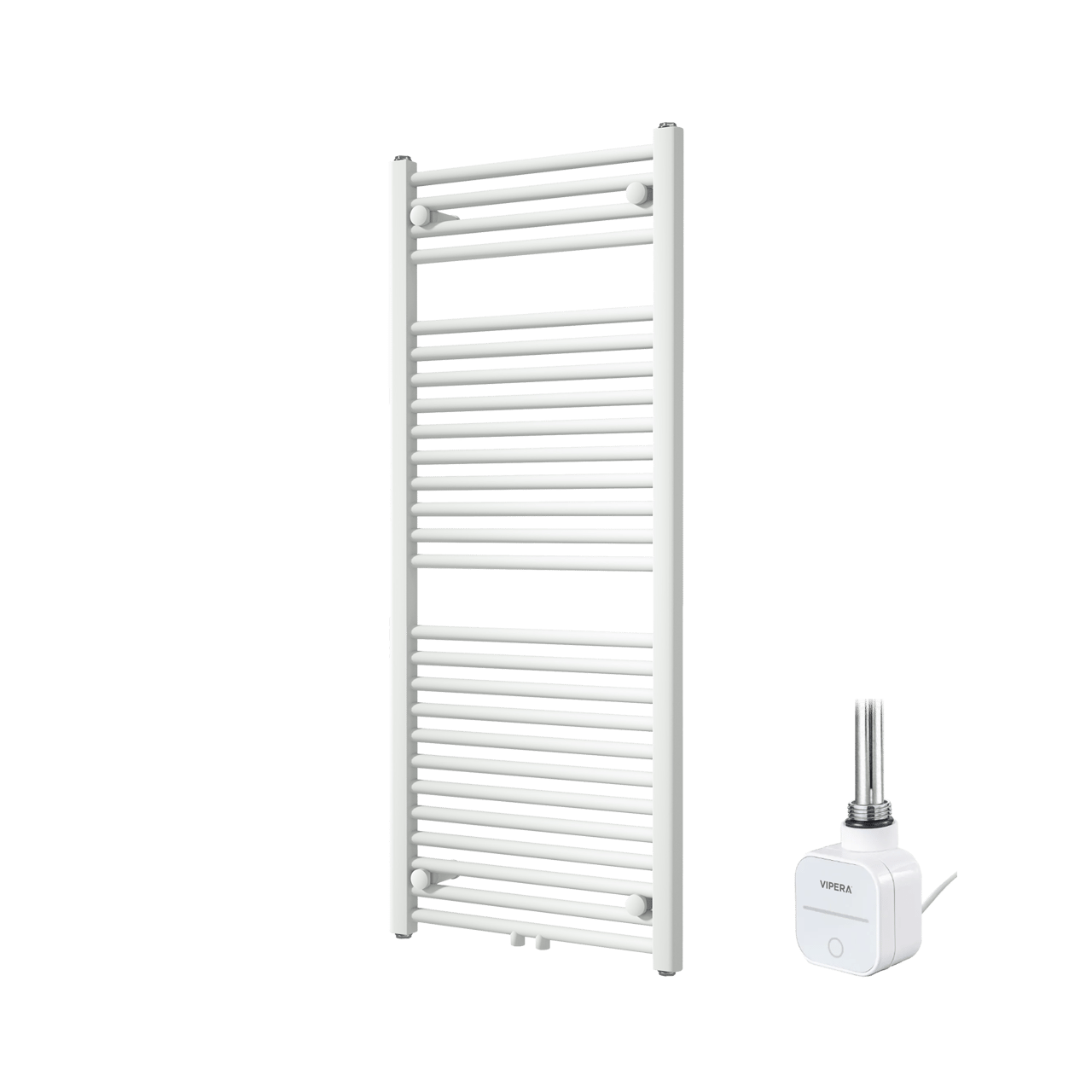 Vipera Kanza Einzel Handtuchheizkörper 50 x 120 cm Elektrische Heizung Weiß matt Seiten- und Mittelanschluss 500W, inkl. Widerstand 