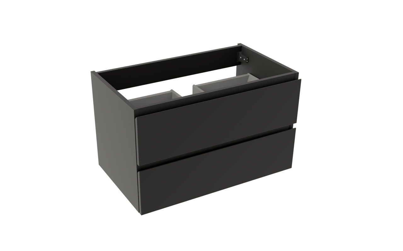 Storke Delta meuble sous-lavabo suspendu 80 x 48 cm noir mat 2 tiroirs