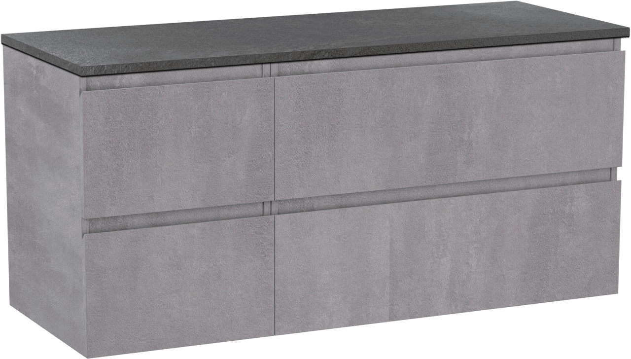 Linie Lado hängendes Möbelstück Set: 120 x 46 cm, Beton dunkelgrau, mit Lado Einzel- oder Doppel Waschtischplatte, Melamin Schiefergrau