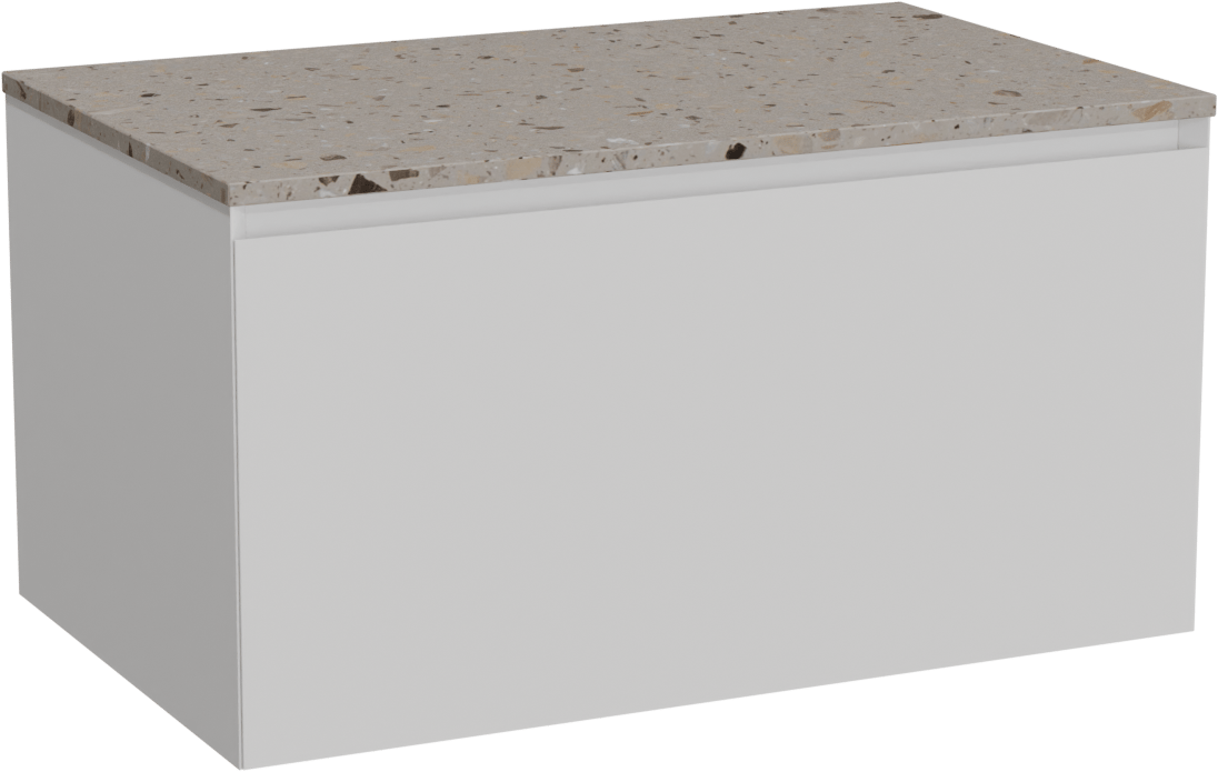 Balmani Idra meuble salle de bains suspendu 90 x 55 cm blanc mat avec Stretto tablette simple en terrazzo greige terrazzo