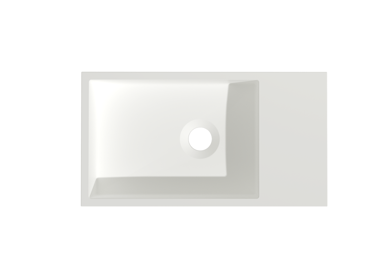 Storke Edge hängendes Badmöbel Set (Gäste WC): 40 x 22 cm, Weiß matt, Fada Waschtisch, Solid Surface, matt