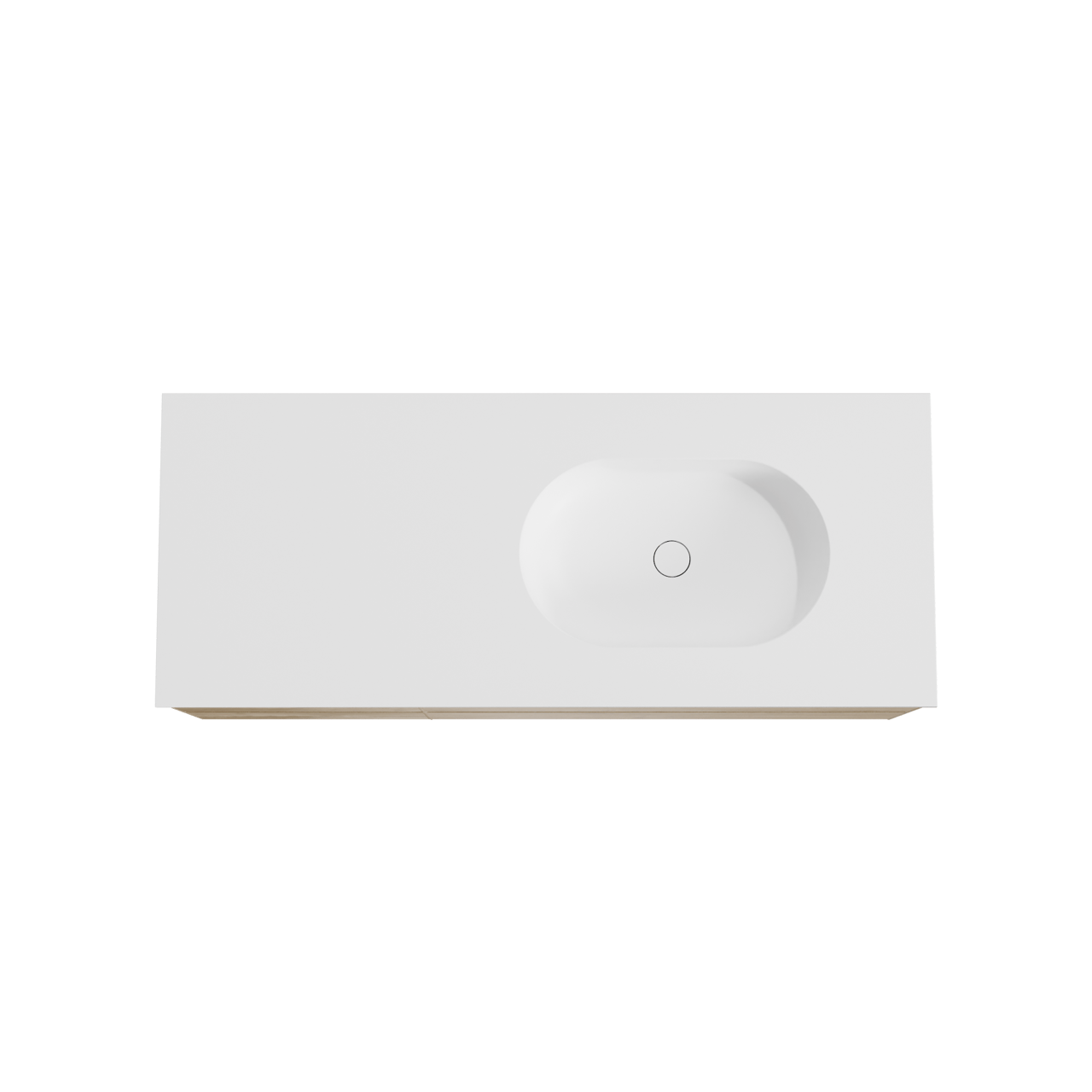 Balmani Mitra meuble salle de bains suspendu 135 x 55 cm chêne brut avec Tablo Oval vasque asymétrique droite en solid surface blanc mat