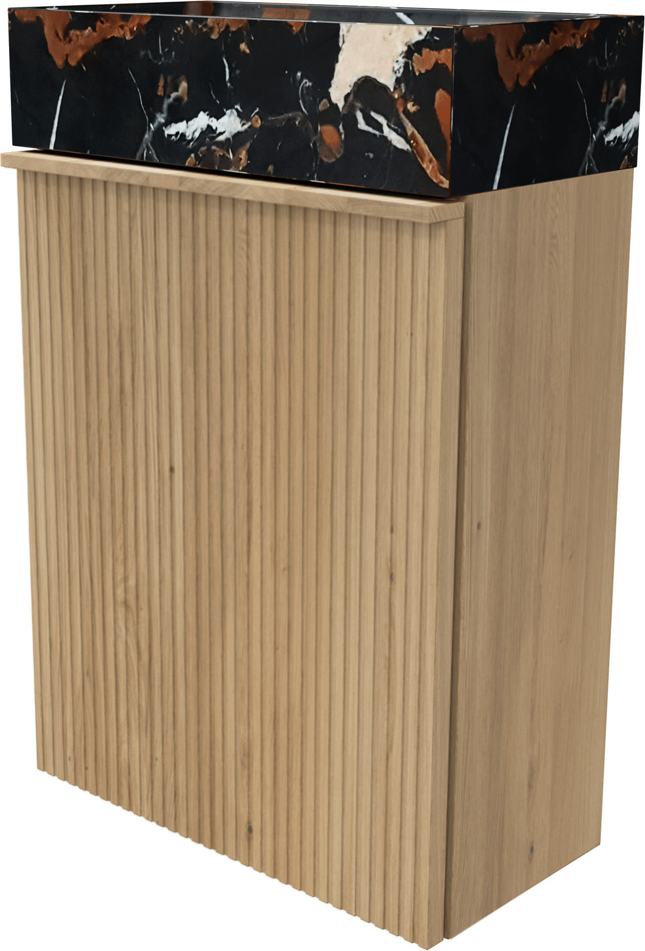 Balmani Forma zwevend toiletmeubel 42 x 21 cm natuur eik met Dama wastafel in Portoro Gold marmer