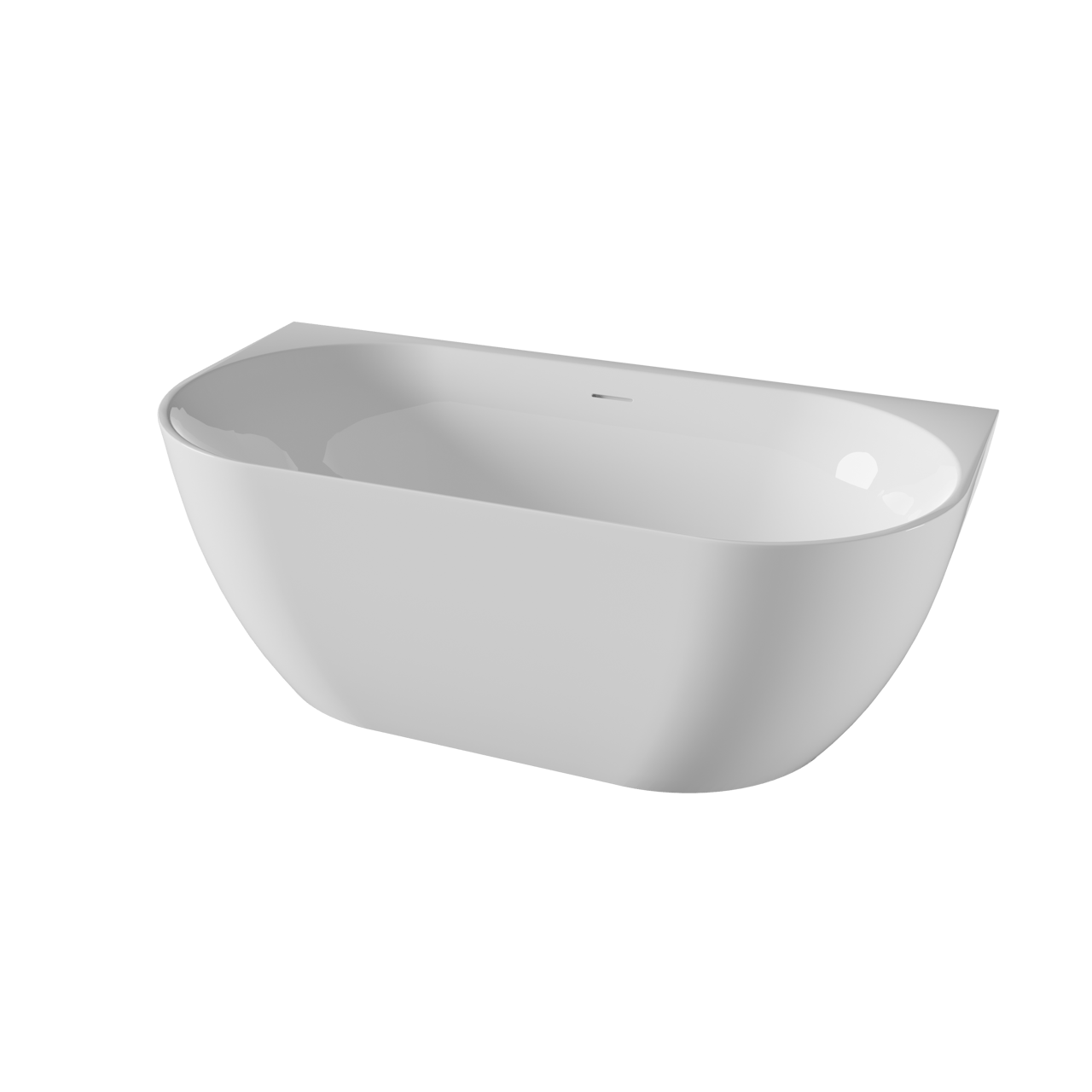 Luca Varess Otello halb freistehende Badewanne: 170 x 80 cm, Acryl, Weiß Glänzend