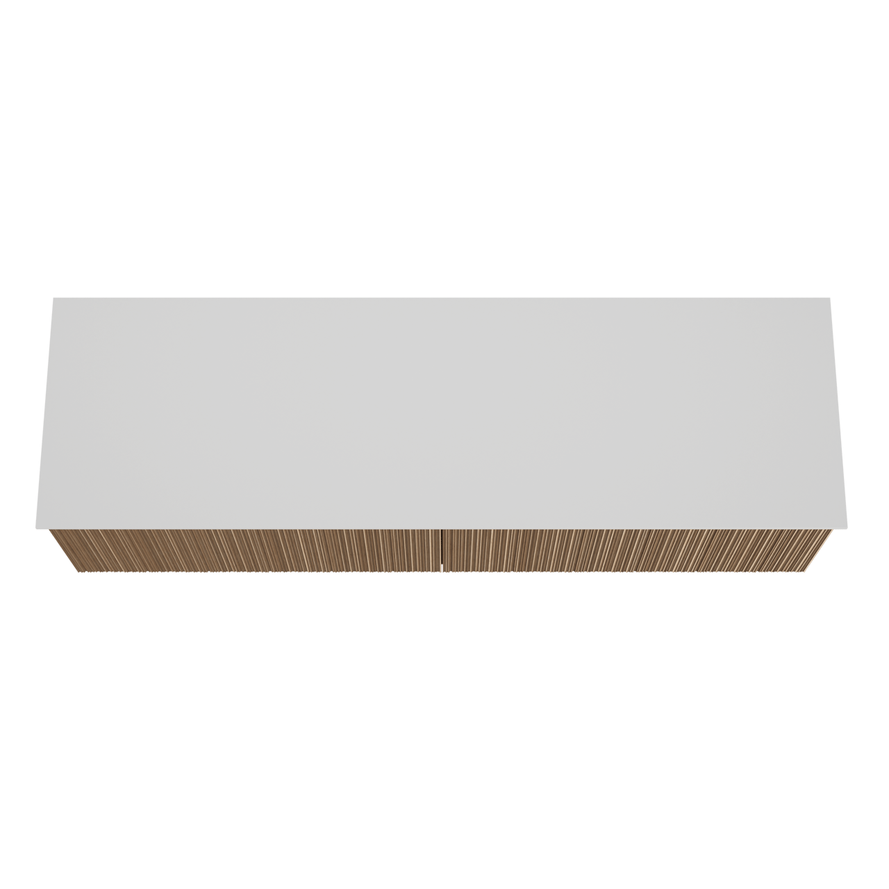 Balmani Forma zwevend badkamermeubel 180 x 55 cm natuur eik met Stretto enkel of dubbel tablet in solid surface mat wit, Verticale asymmetrische ronde ribbel