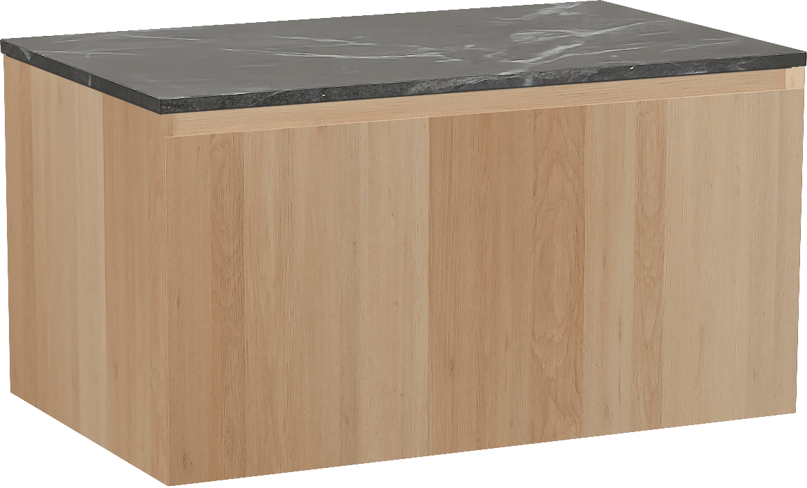 Balmani Idra by Mitra zwevend badkamermeubel 90 x 55 cm natuur eik met Stretto enkel tablet in marmer pietra grey