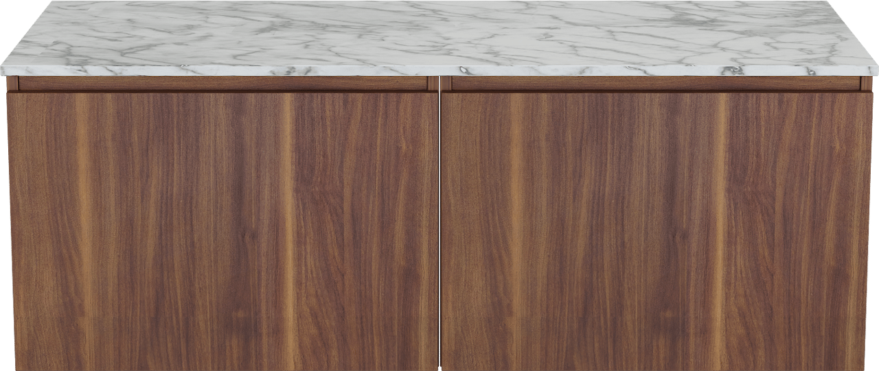 Balmani Sfera meuble salle de bains suspendu 135 x 55 cm noyer américain avec Stretto tablette simple ou double en marbre carrare