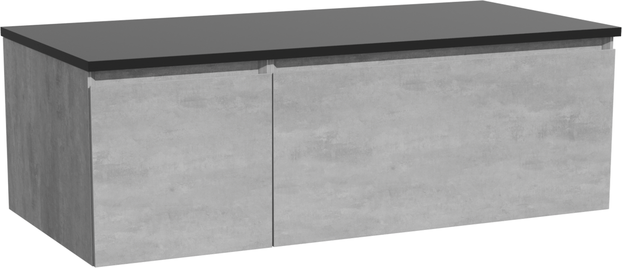 Storke Edge meuble salle de bains suspendu 110 x 52 cm béton gris foncé avec Panton tablette simple en mdf enduit de poudre noir mat