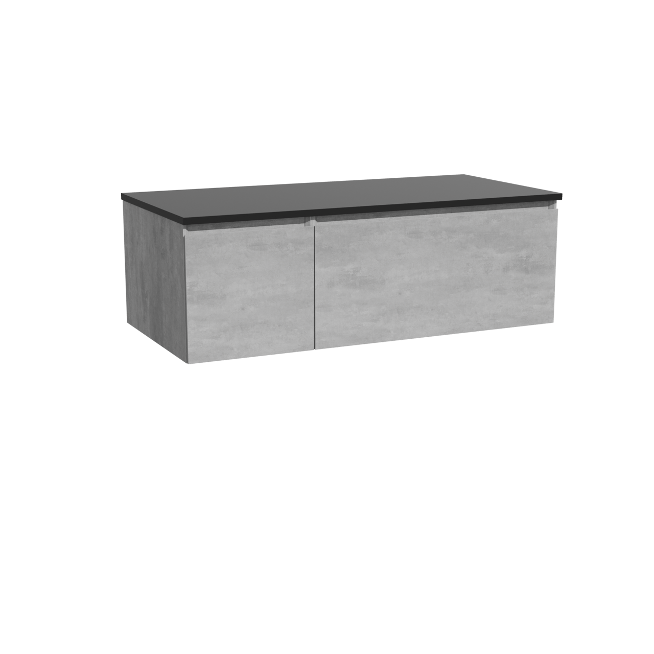 Storke Edge hängendes Möbelstück Set: 110 x 52 cm, Beton dunkelgrau, mit Panton Einzel Waschtischplatte, Pulverbeschichtetes MDF Schwarz matt