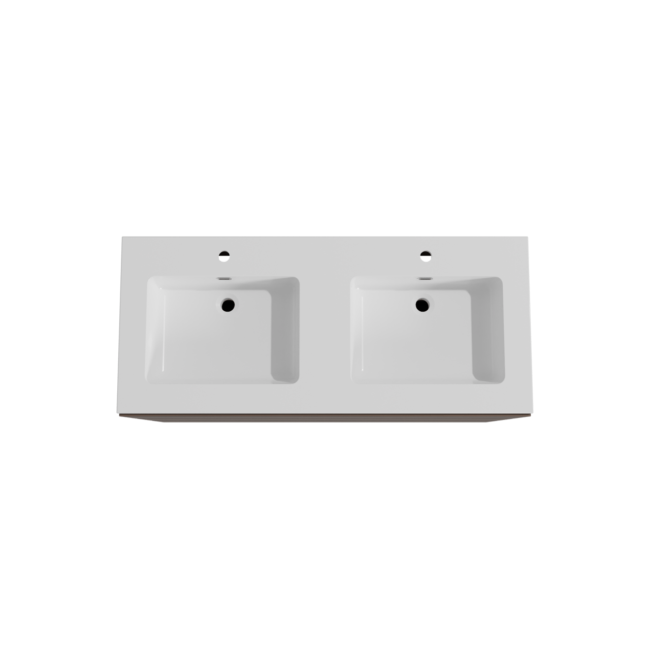 Storke Edge freistehendes Möbelstück Set: 120 x 52 cm, Nussbaum, mit Diva Doppelwaschtisch, Marmorkomposit Weiß glänzend