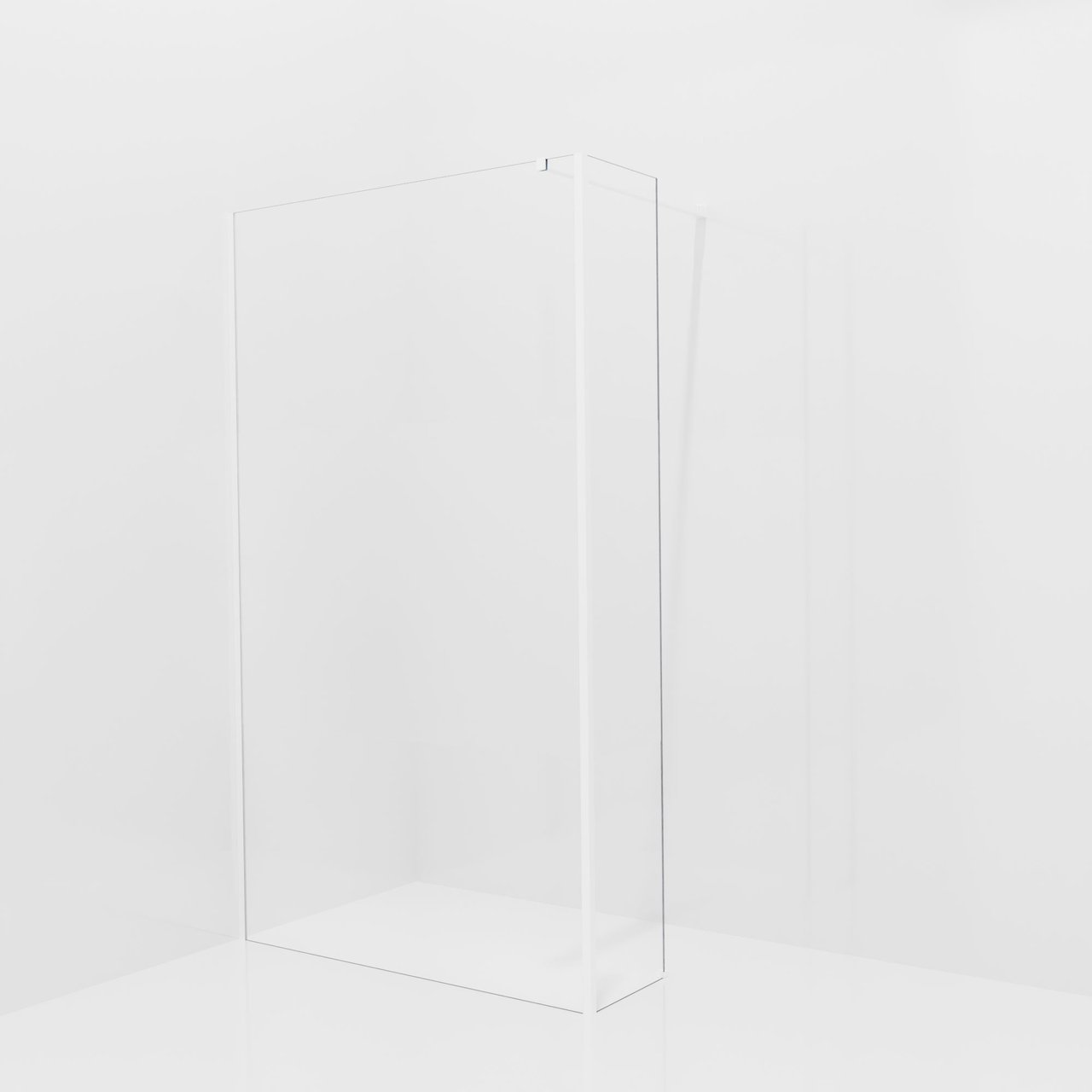 Balmani Modular Walk-In Dusche mit fester Seitenwand: 120 x 200 cm, Klarglas mit mattiertem Streifen, inklusive Coating, Profil Weiß matt