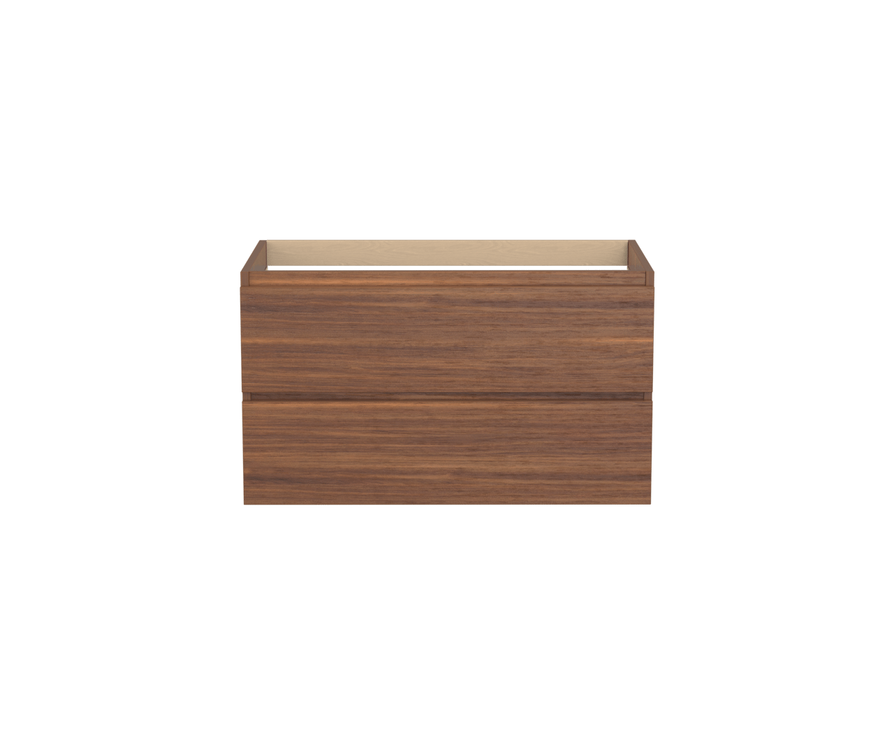 Balmani Lucida hängender Waschbeckenunterschrank: 90 x 55 cm, Amerikanischer Nussbaum, 2 Schubladen