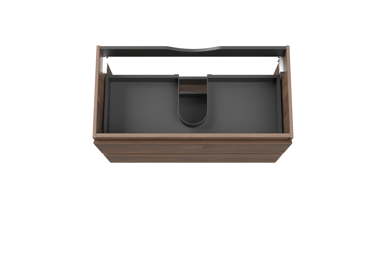 Linie Lado hängender Waschbeckenunterschrank: 90 x 46 cm, braune Eiche, 2 Schubladen