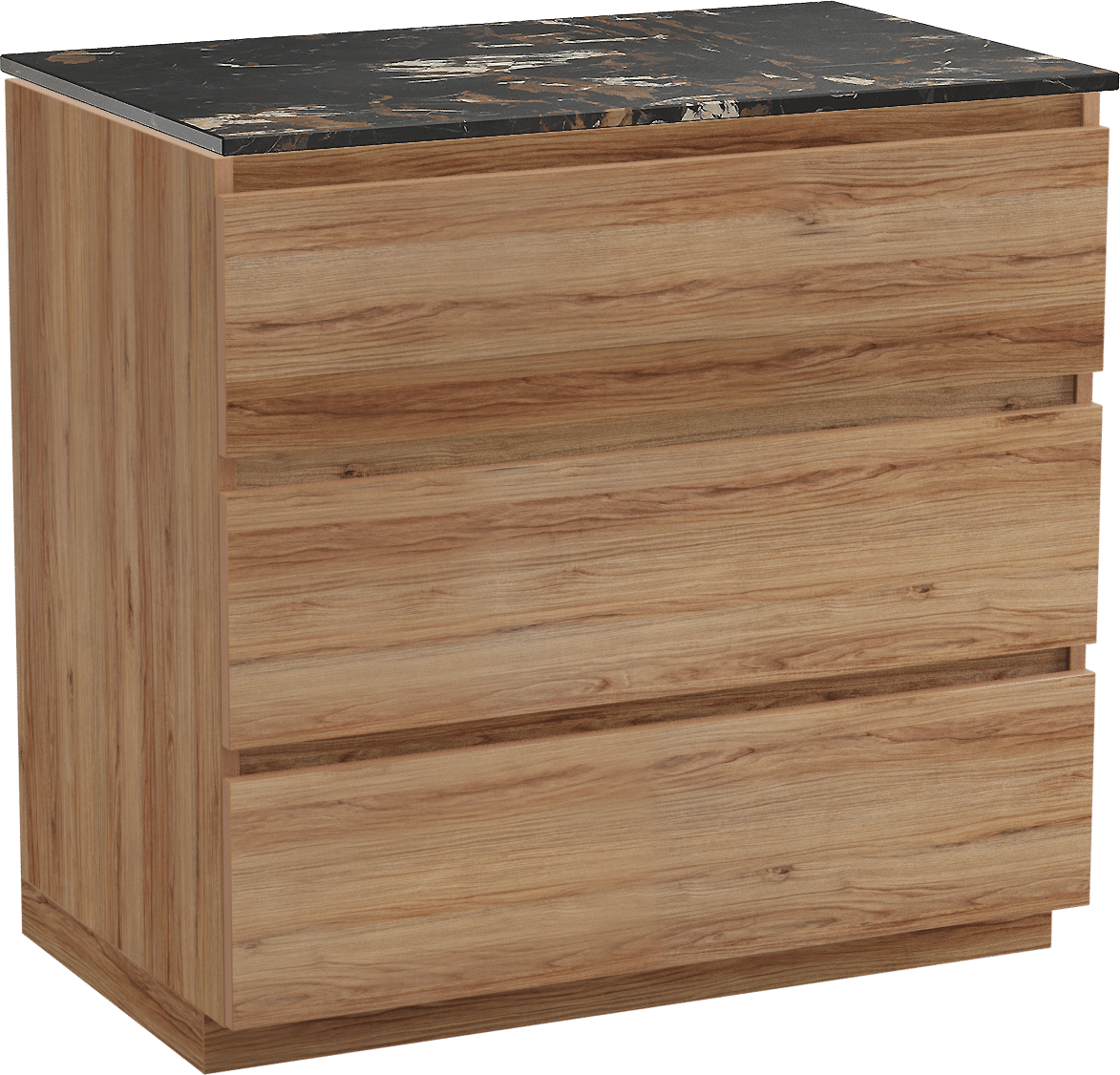 Balmani Lucida freistehendes Möbelstück Set: 90 x 55 cm, Teak, mit Stretto Einzel Waschtischplatte, Marmor Portoro Gold