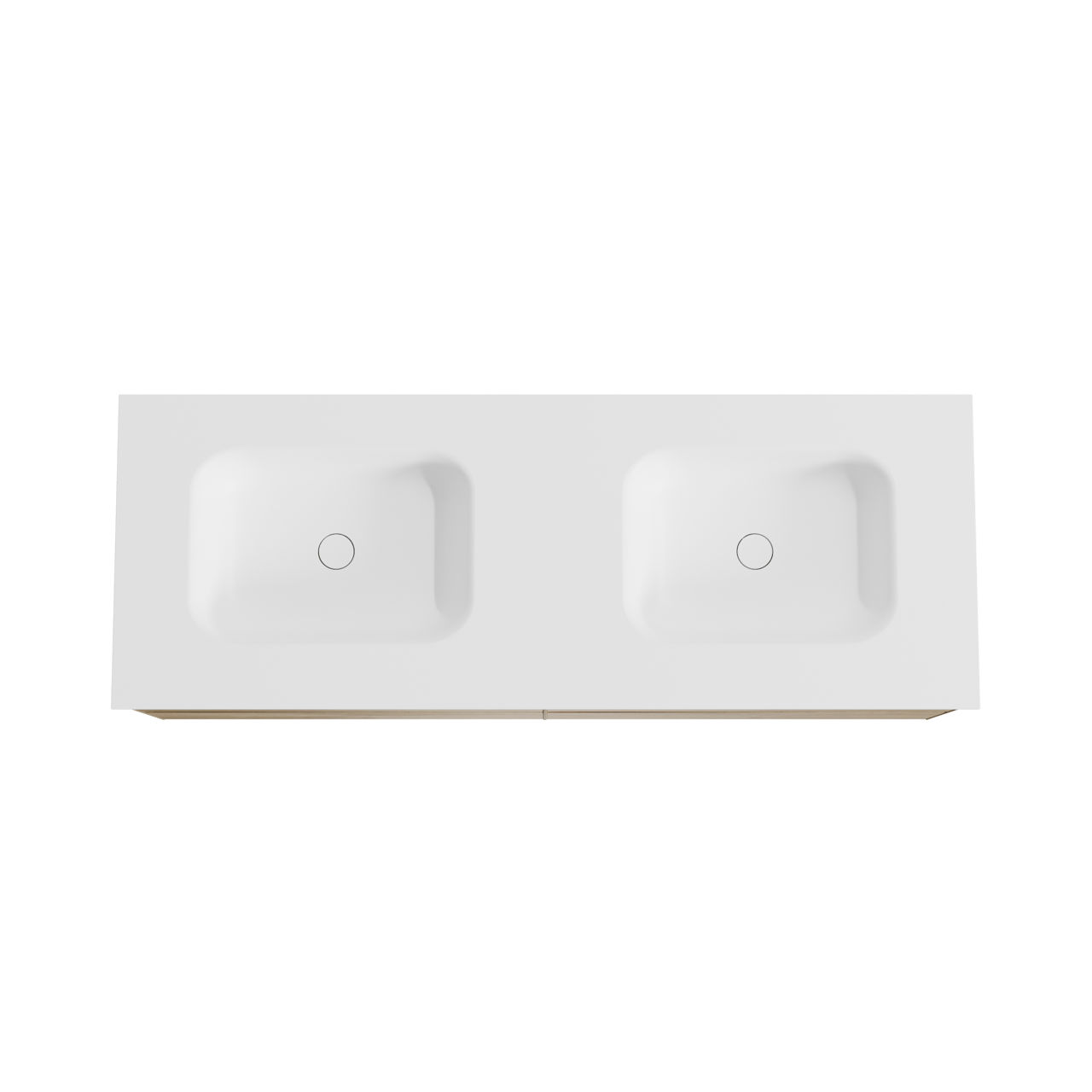 Balmani Mitra hängendes Möbelstück Set: 150 x 55 cm, Rohe Eiche, mit Tablo Arcato Doppelwaschtisch, Solid Surface Weiß matt