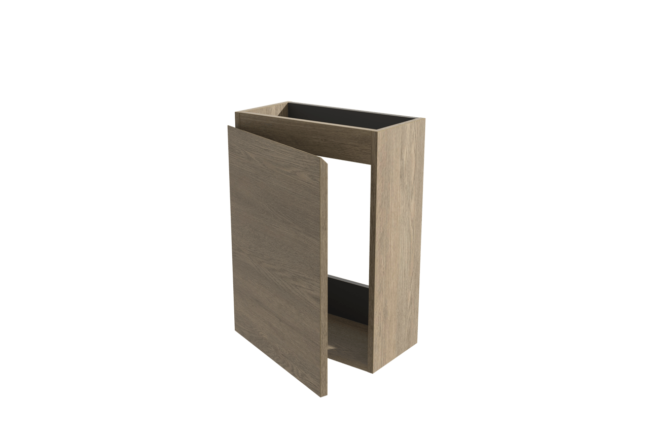 Linie Lado toiletmeubelset grijze eik met wastafel keramiek 40x22cm