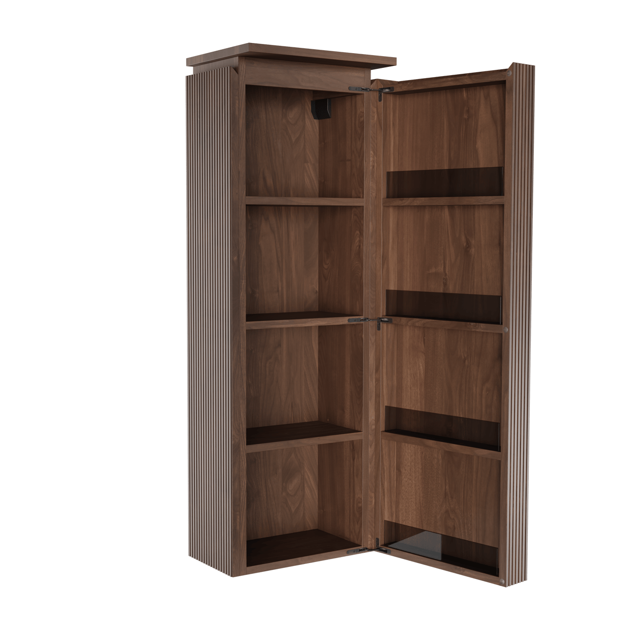 Balmani Eclips Ribs hängender Hochschrank Rechts Amerikanischer Nussbaum 44 x 32 x 130 cm, Vert. Sym. Rippe