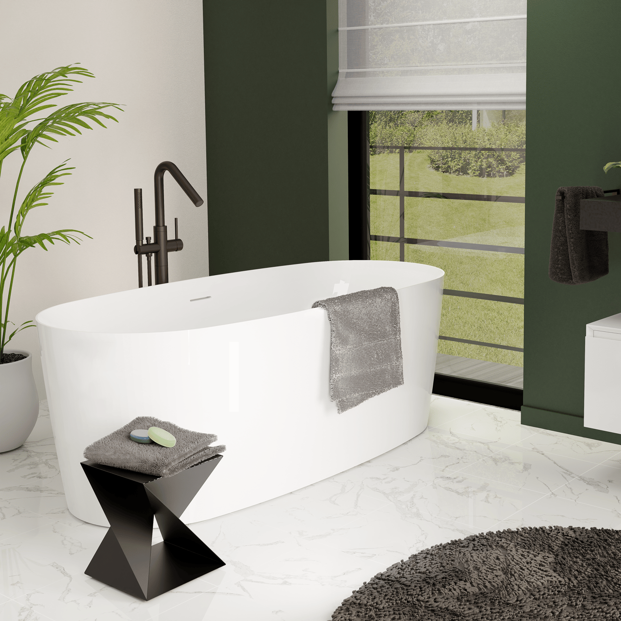 Luca Varess Sutilo ovaal vrijstaand bad 170 x 75 cm acryl mat wit