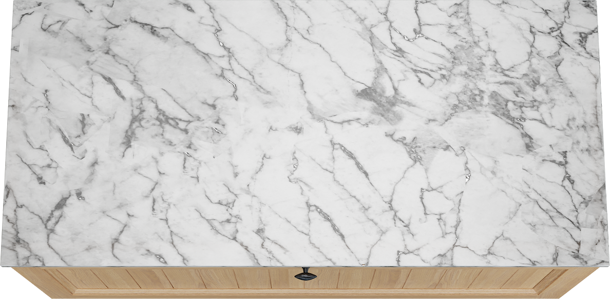 Balmani Lemon hängendes Möbelstück Set: 120 x 55 cm, Naturbelassene Eiche Furnier, mit Stretto Einzel- oder Doppel Waschtischplatte, Carrara