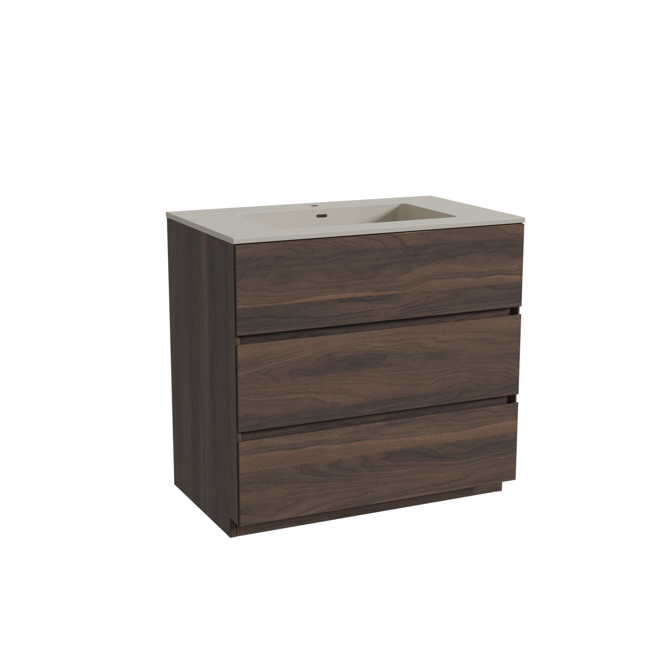 Storke Edge meuble salle de bains à poser 85 x 52 cm noyer avec Diva plan simple en top solid soie grise