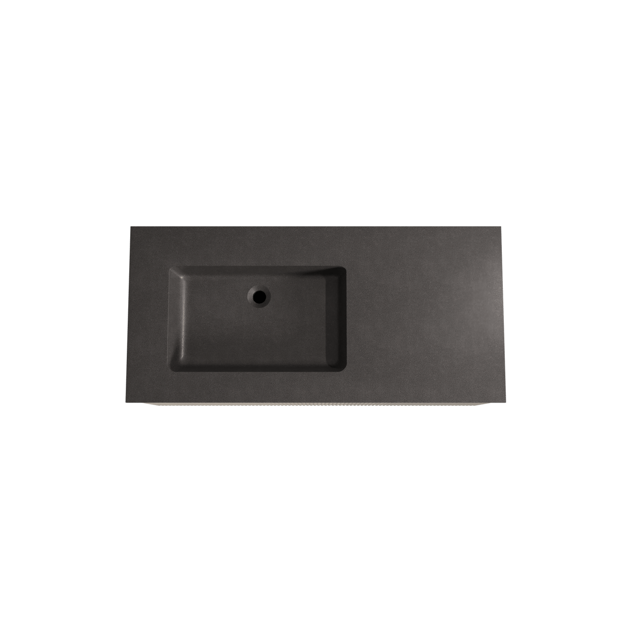 Storke Ribs zwevend badmeubel 110 x 52 cm ruw eiken met Scuro asymmetrisch linkse wastafel in kwarts mat zwart, Verticale symmetrische rechte ribbel