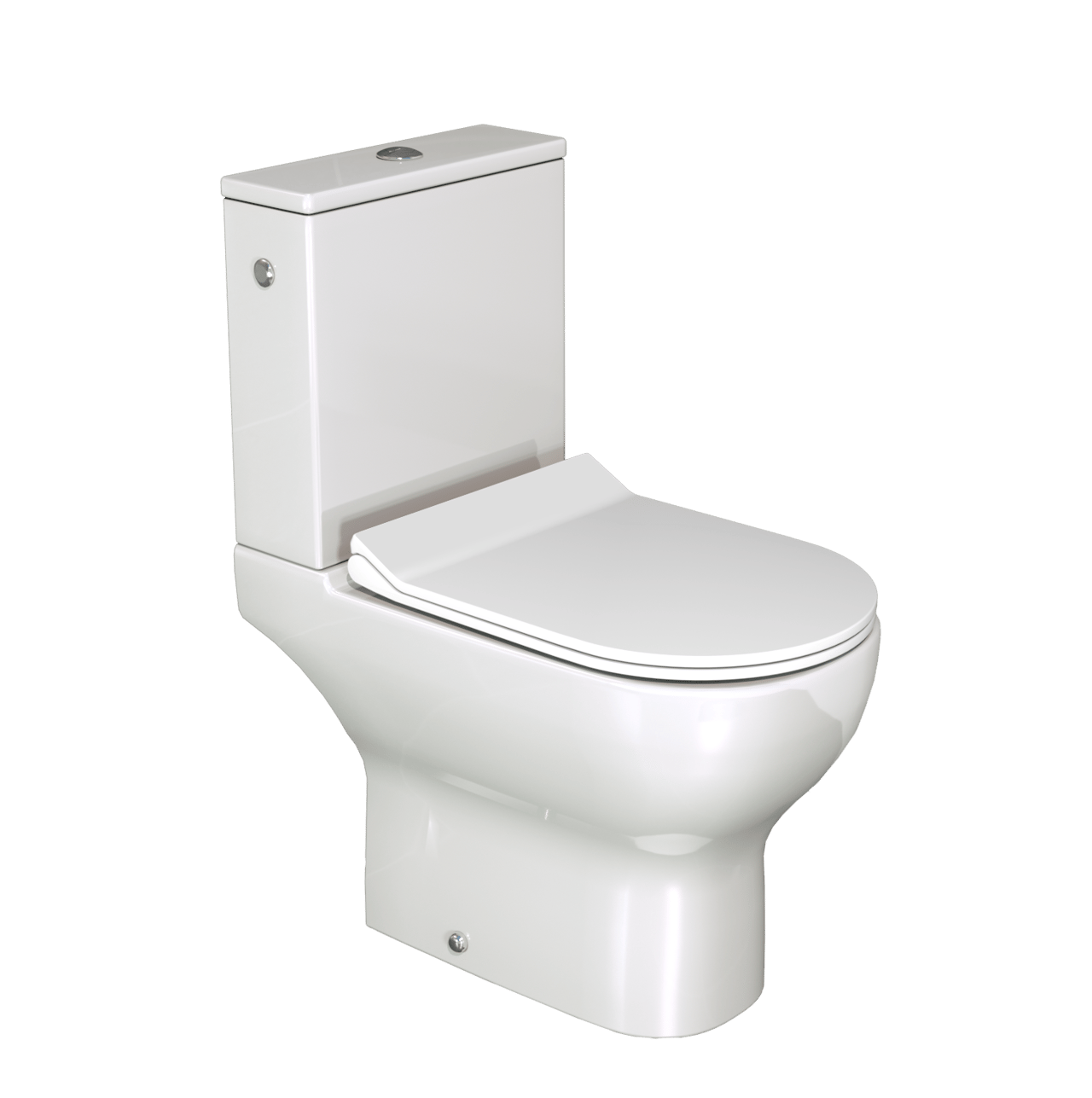 Linie Aviso wc à poser blanc brillant bride de rinçage traditionnelle, set d'installation inclus avec raccordement en S, robinet et flexible