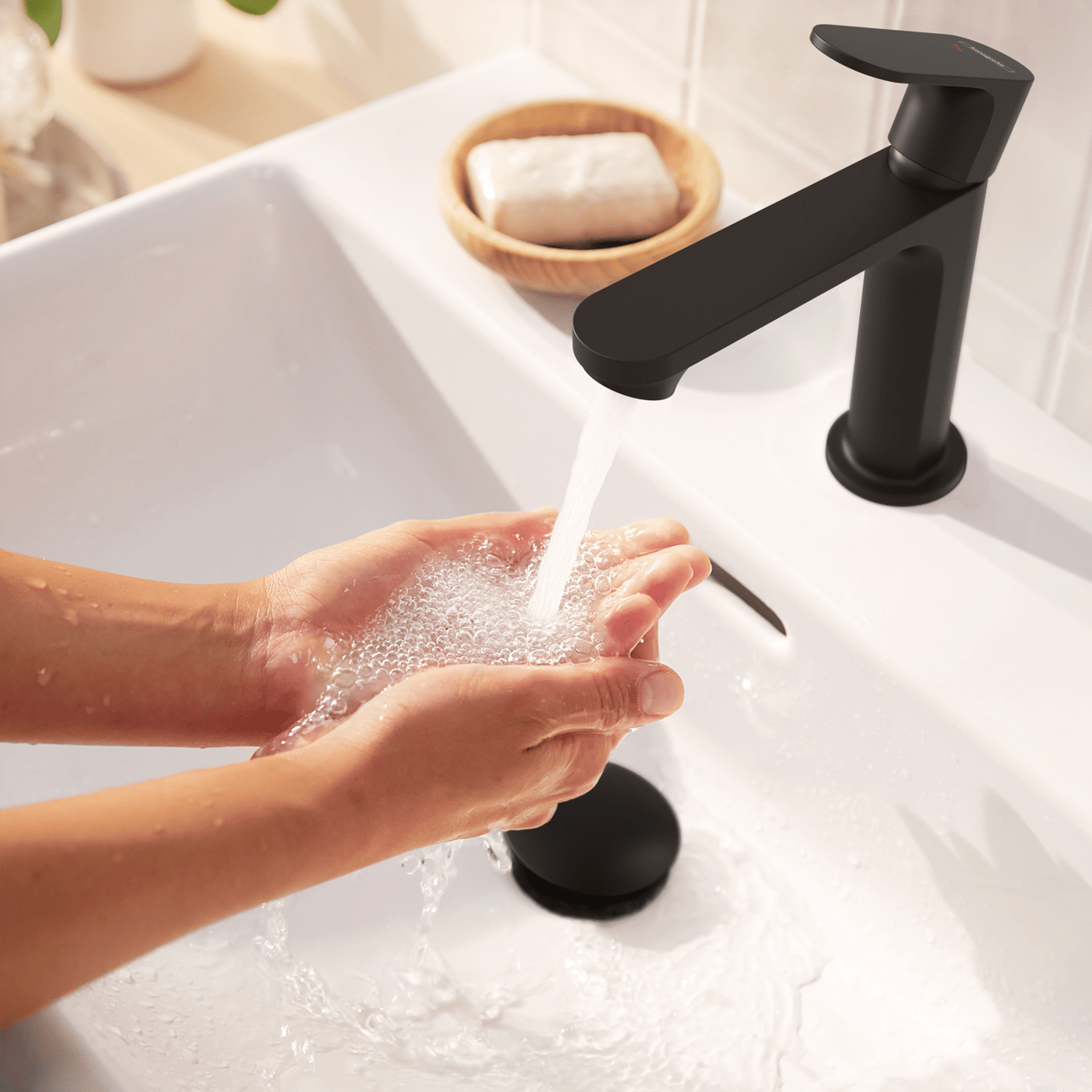 Hansgrohe Rebris 110 Coolstart Waschbecken Armatur: Schwarz Matt