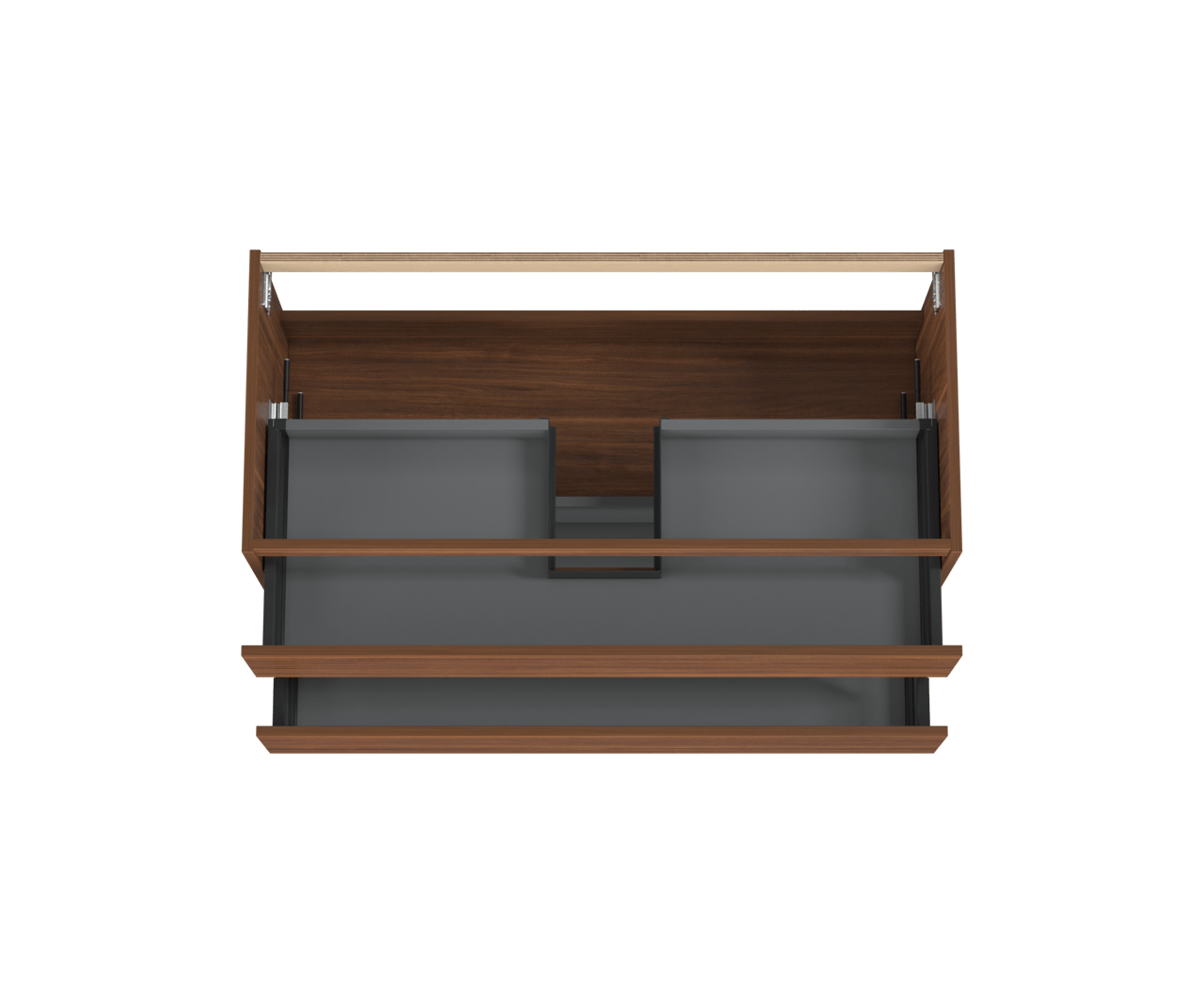 Balmani Lucida hängender Waschbeckenunterschrank: 120 x 55 cm, Amerikanischer Nussbaum, 2 Schubladen