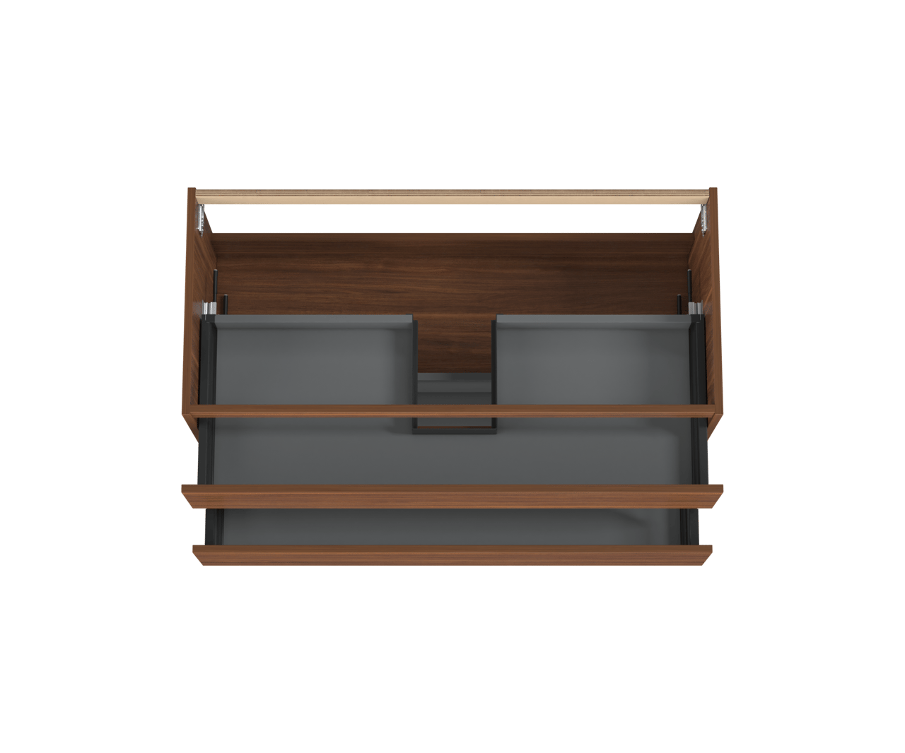 Balmani Lucida hängender Waschbeckenunterschrank: 120 x 55 cm, Amerikanischer Nussbaum, 2 Schubladen