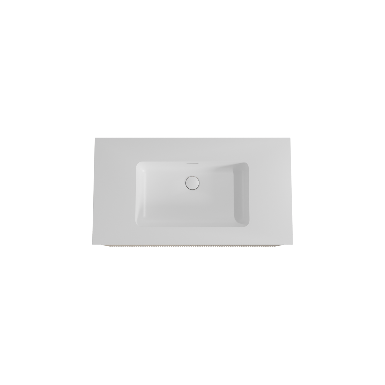 Storke Ribs hängendes Möbelstück Set: 95 x 52 cm, Rohe Eiche, mit Mata Einzelwaschtisch, Solid Surface, Weiß matt, Vertikale symmetrische gerade Rippe