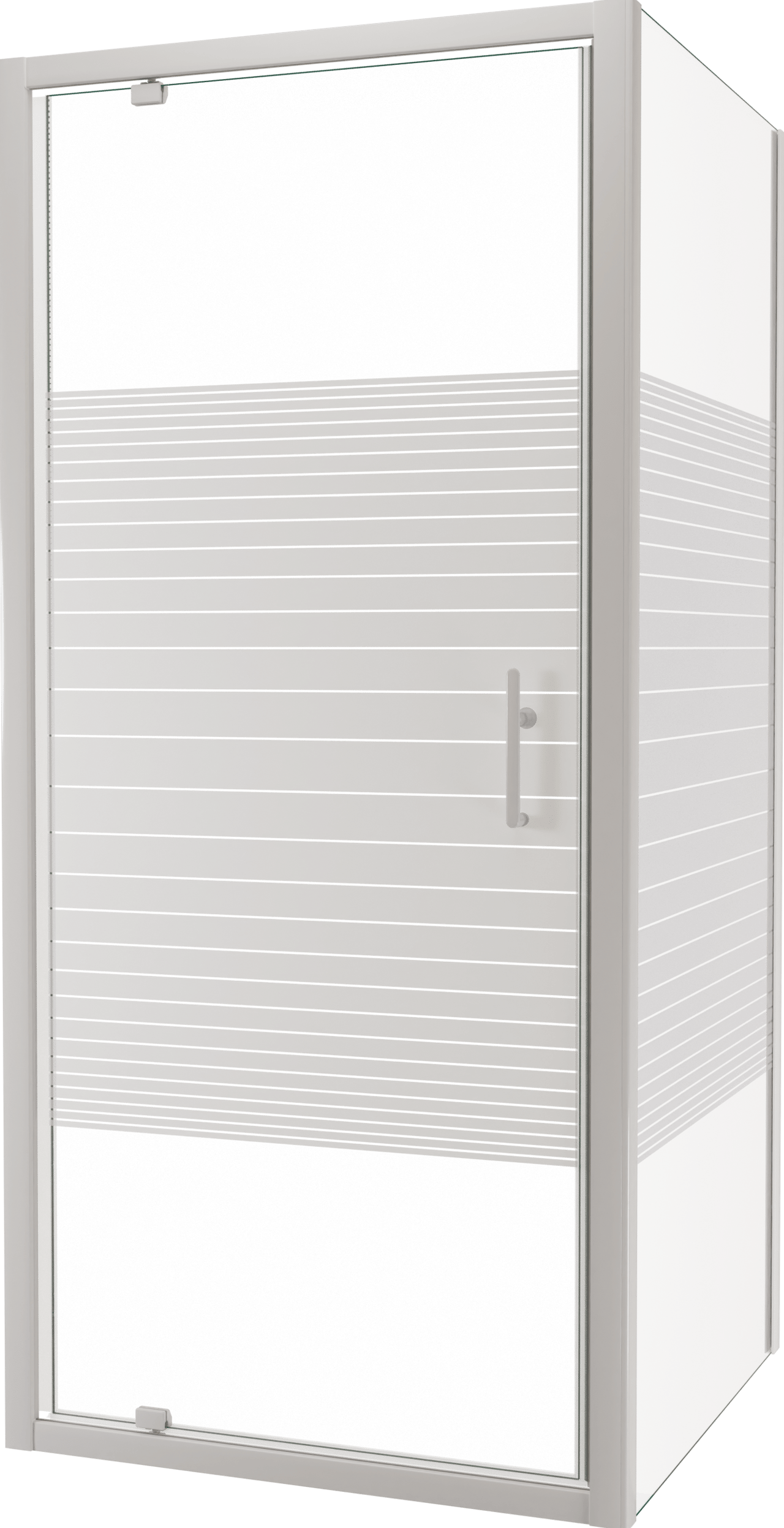 SanyOne Anton douchecabine met draaideur en vaste zijwand, 90 x 90 cm, gestreept glas, witte profielen