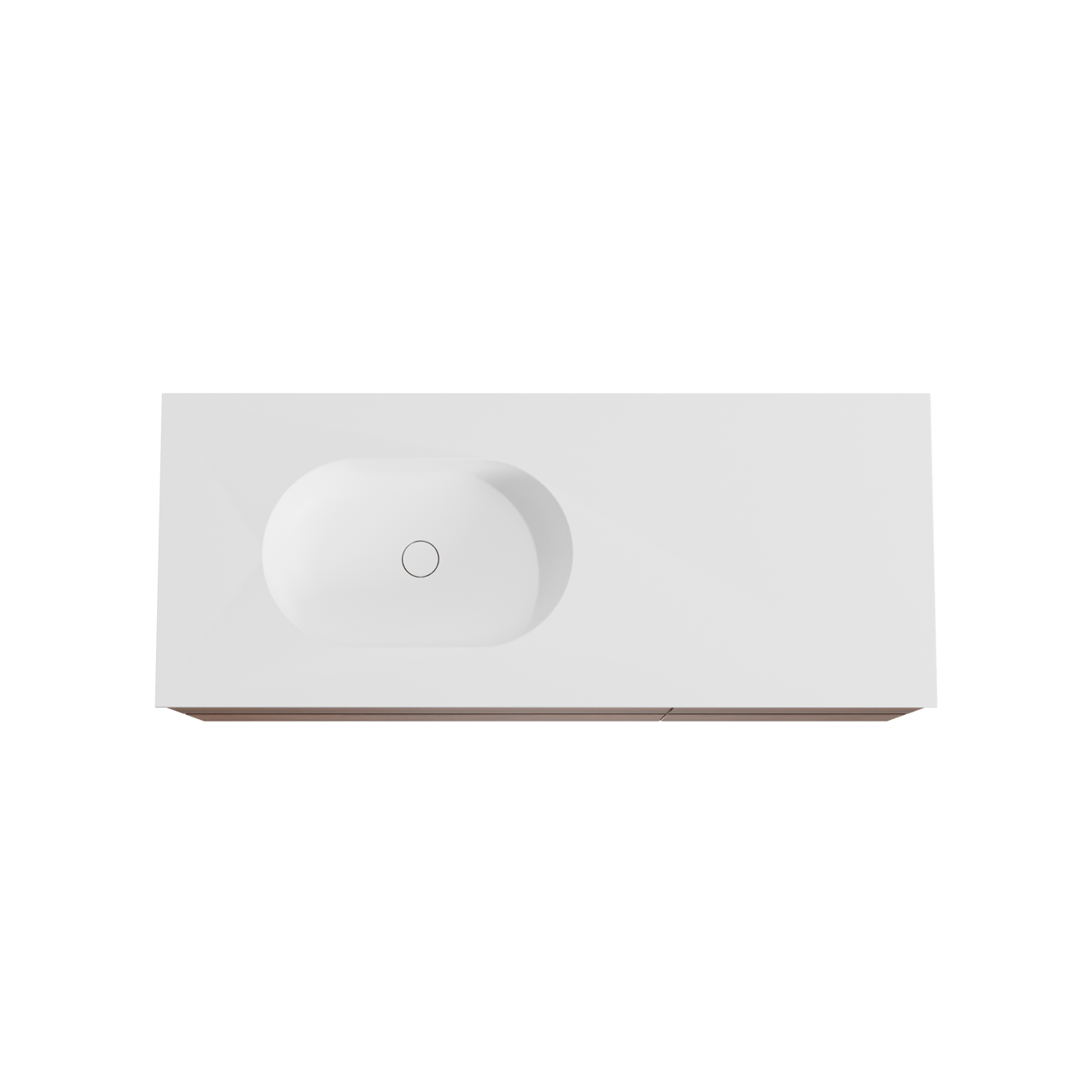 Balmani Mitra hängendes Möbelstück Set: 135 x 55 cm, Nussbaum, mit Tablo Oval Waschtisch links, Solid Surface Weiß matt