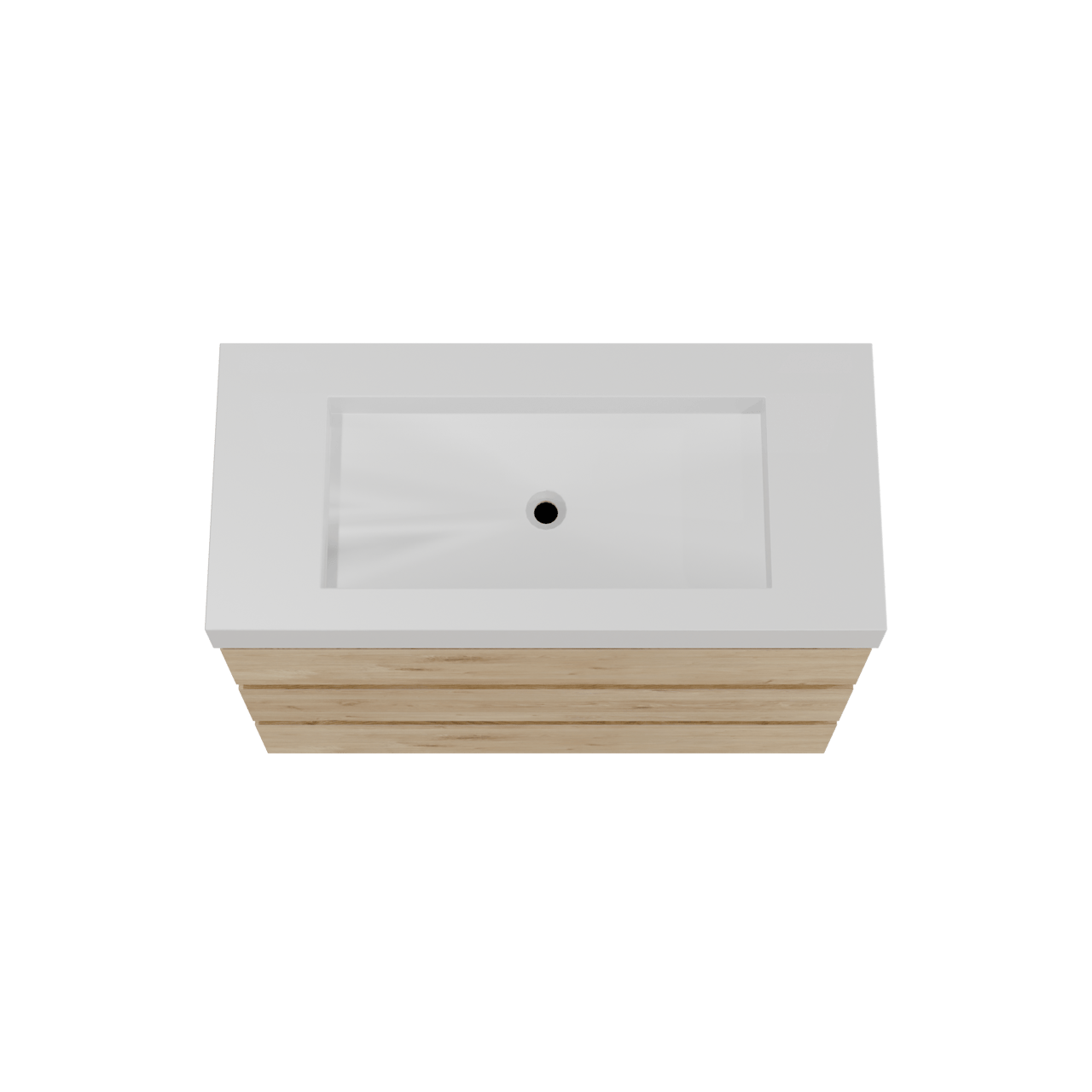 Balmani Lucida freistehendes Möbelstück Set: 120 x 55 cm, Rohe Eiche, mit Modus Einzelwaschtisch für 2 Armaturenlöcher, Solid Surface Weiß matt