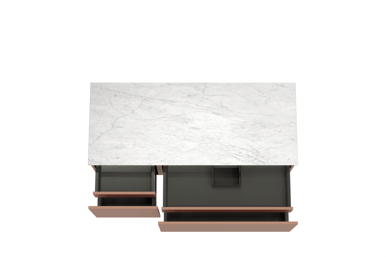 Balmani Sfera meuble salle de bains suspendu 135 x 55 cm cotto avec Stretto tablette simple ou double en marbre carrara