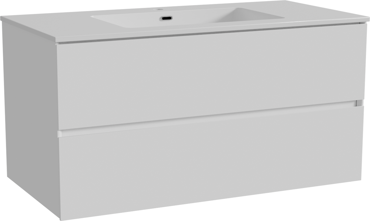 Storke Edge zwevend badmeubel 105 x 52 cm hoogglans wit met Diva enkele wastafel in composietmarmer hoogglans wit