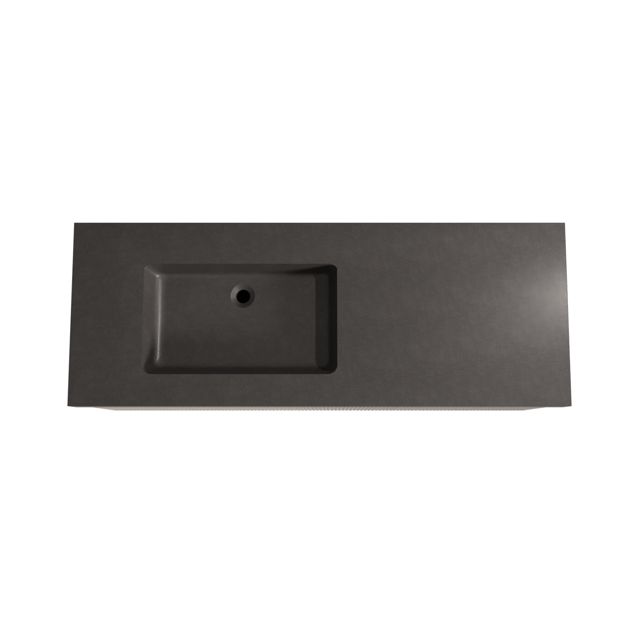 Storke Ribs meuble salle de bains suspendu 140 x 52 cm chêne brut avec Scuro High plan vasque asymétrique à gauche en quartz noir mat, Nervure droite symétrique verticale