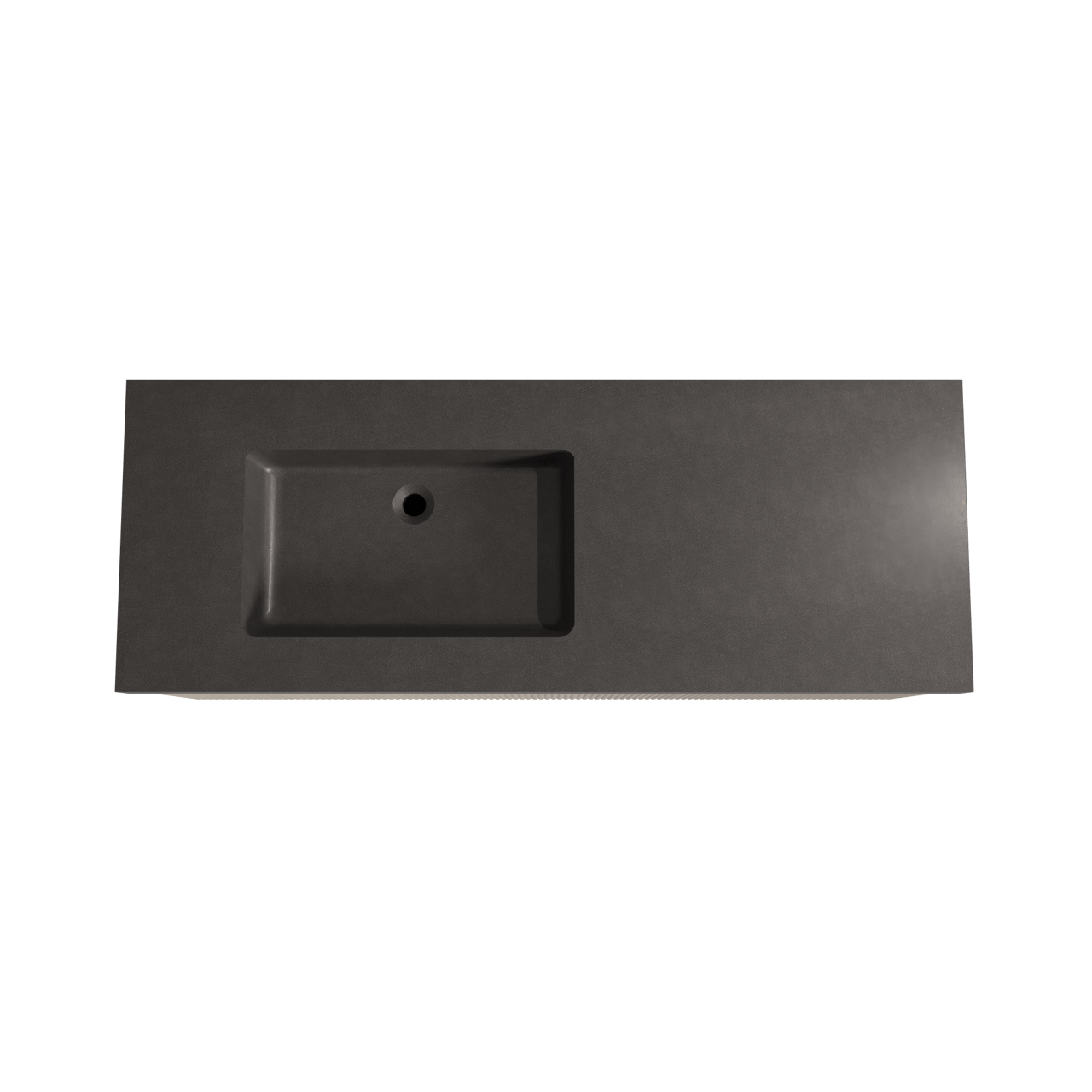 Storke Ribs meuble salle de bains suspendu 140 x 52 cm chêne brut avec Scuro High plan vasque asymétrique à gauche en quartz noir mat, Nervure droite symétrique verticale