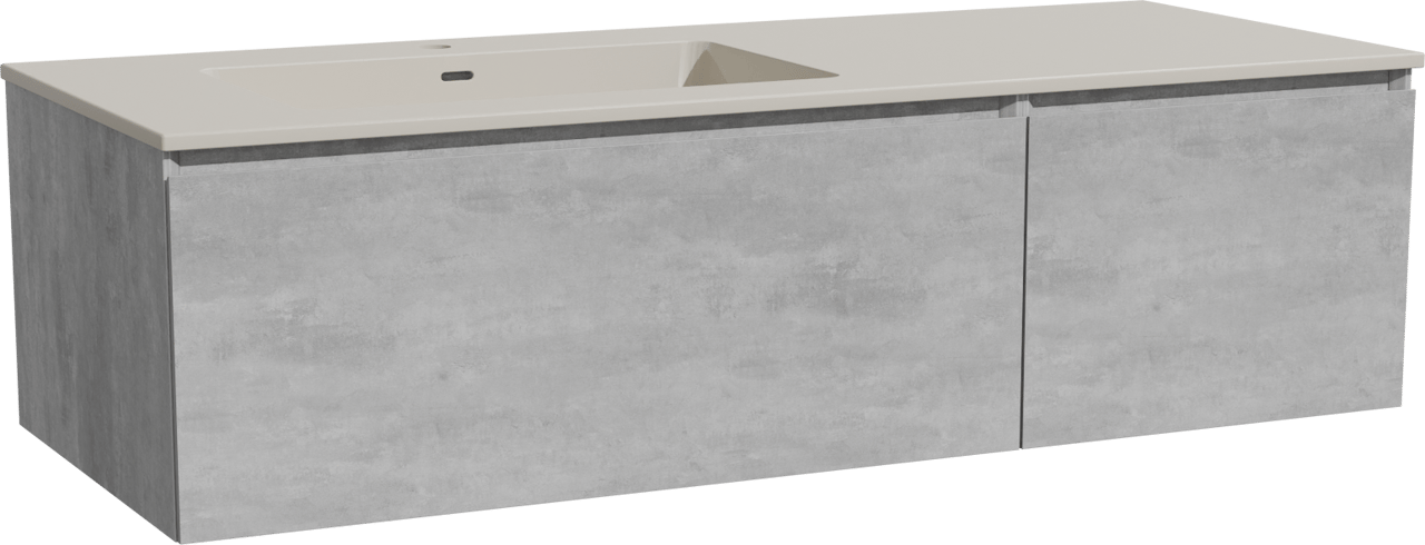 Storke Edge hängendes Möbelstück Set: 130 x 52 cm, Beton dunkelgrau, mit Diva Waschtisch links, Top Solid Seidengrau
